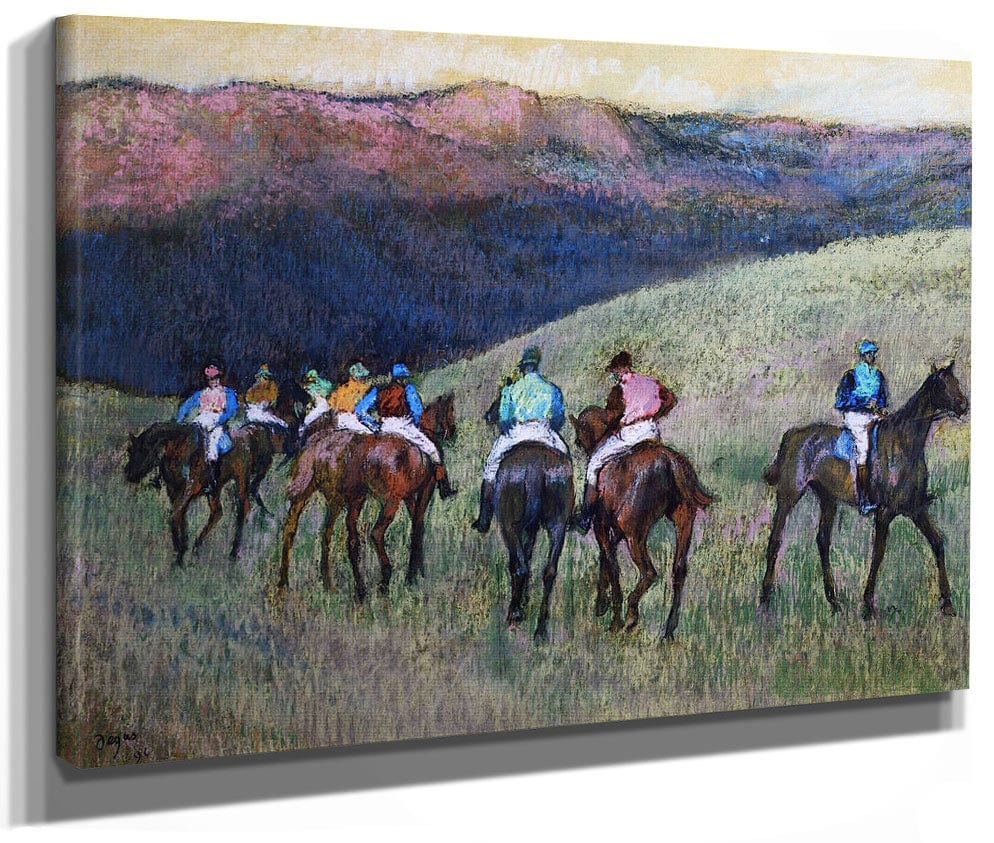 Racehorses In A Landscape By Edgar Degas