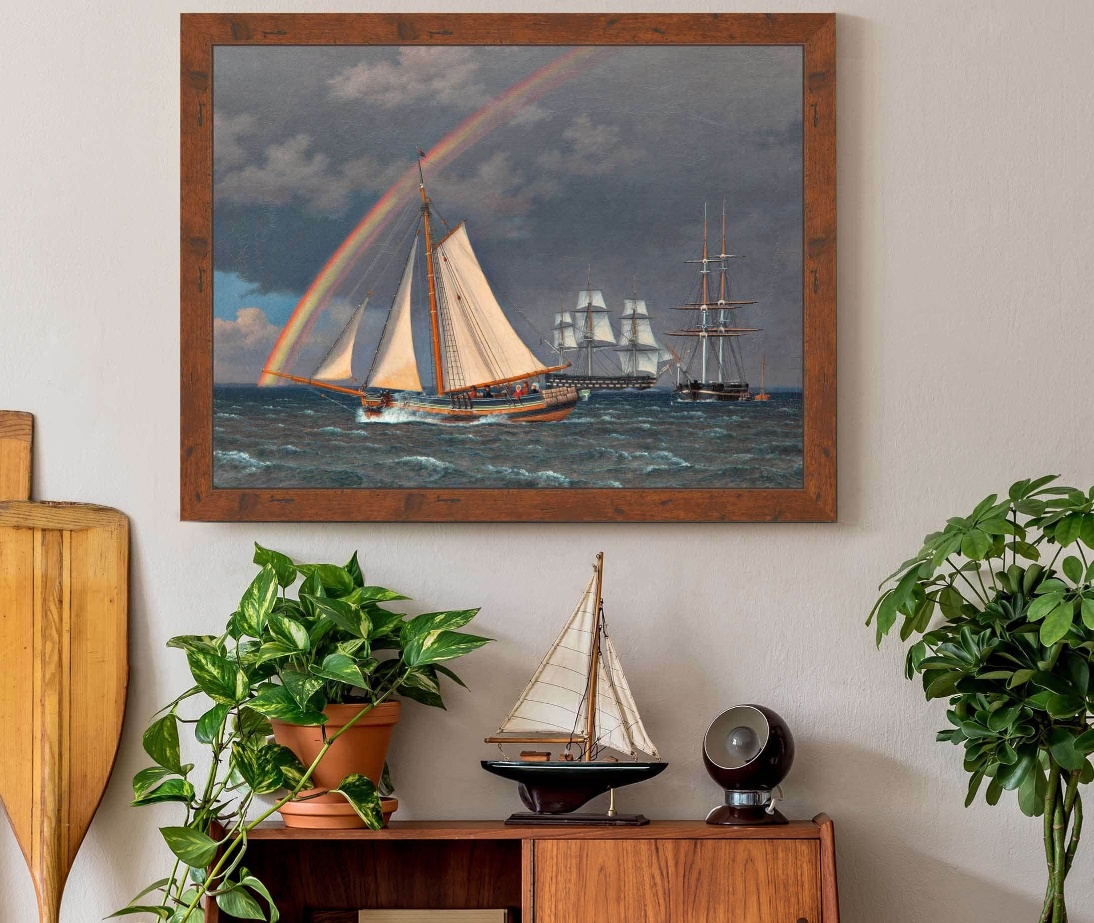 Rainbow At Sea And A Crossing Hunt With Other Ships by Christoffer Wilhelm Eckersberg - Image 3