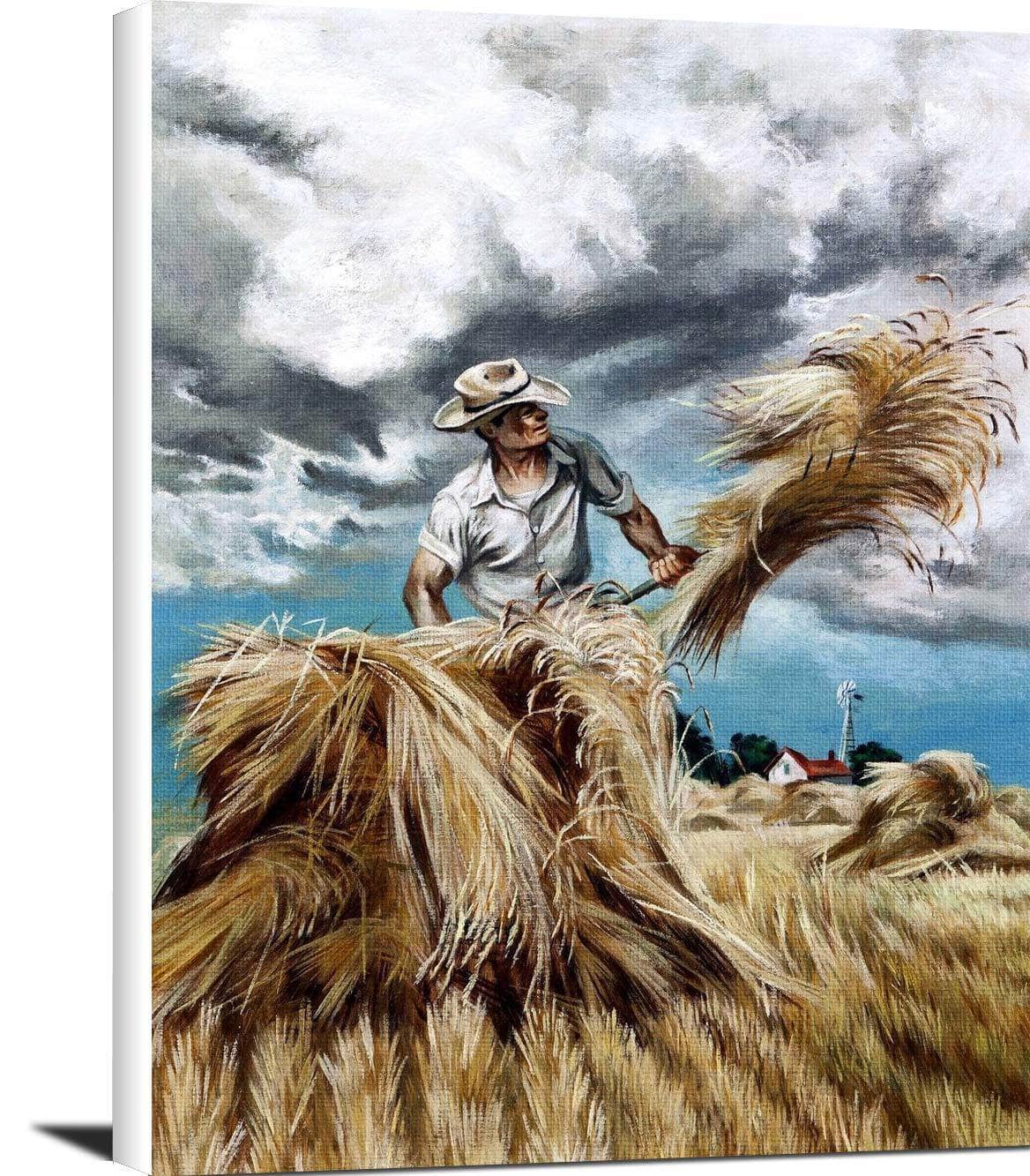 Raking Hay Painting Joe Jones Canvas Art