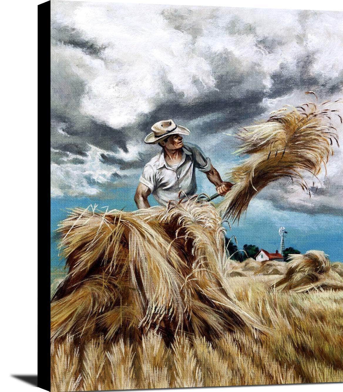 Raking Hay Painting Joe Jones Canvas Art - Image 2