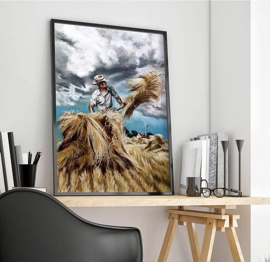 Raking Hay Painting Joe Jones Canvas Art - Image 4