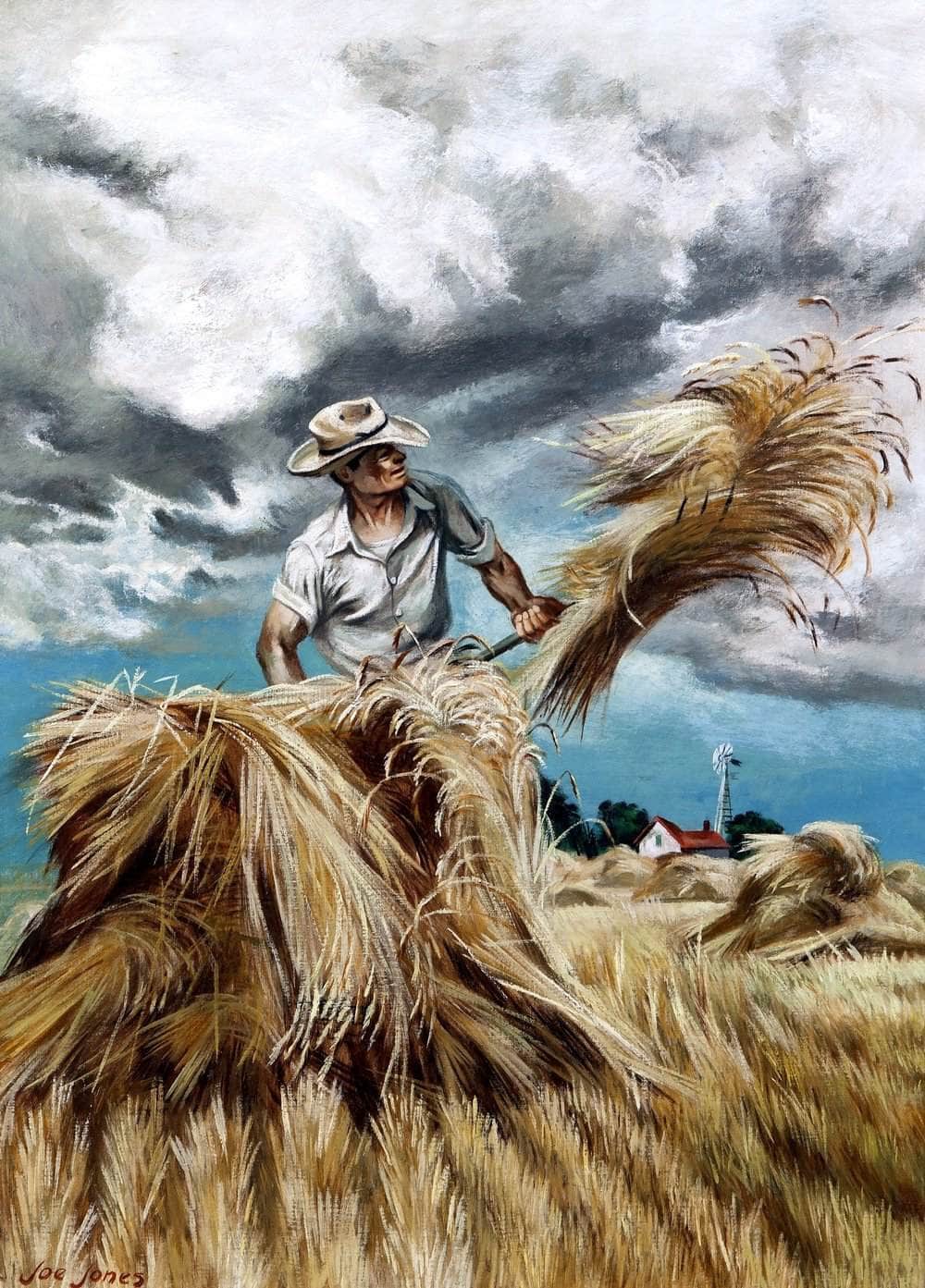 Raking Hay Painting Joe Jones Canvas Art - Image 5