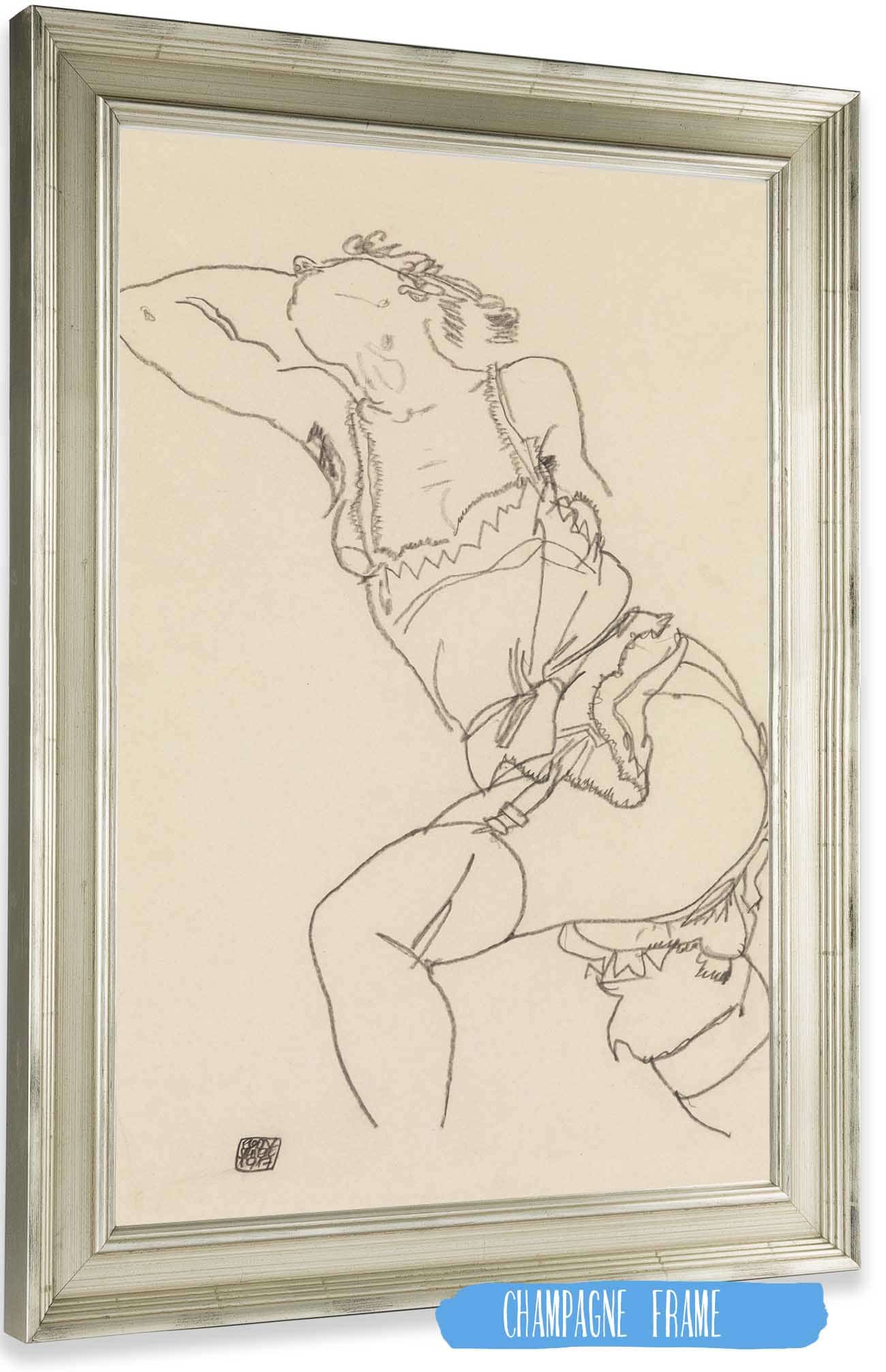 Reclining Model In Chemise And Stockings by Egon Schiele