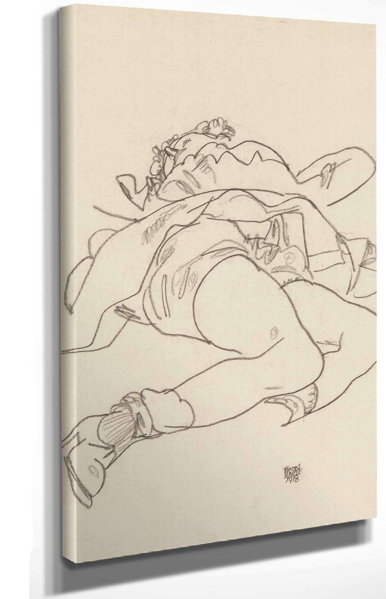 Reclining Woman With Raised Skirt by Egon Schiele - Image 4