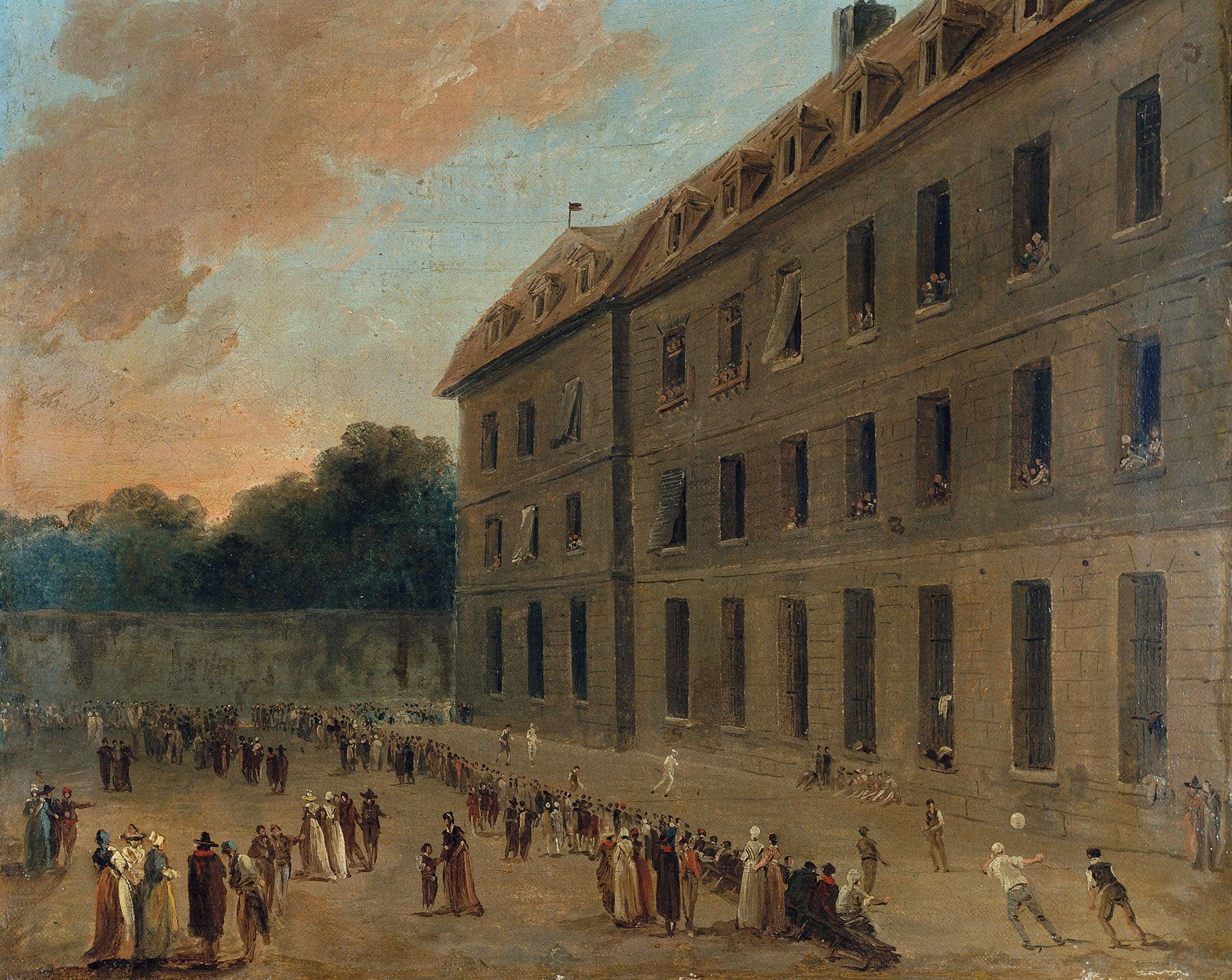 Recreation Des Prisonniers A Saint Lazare La Partie De Ballon by Hubert Robert