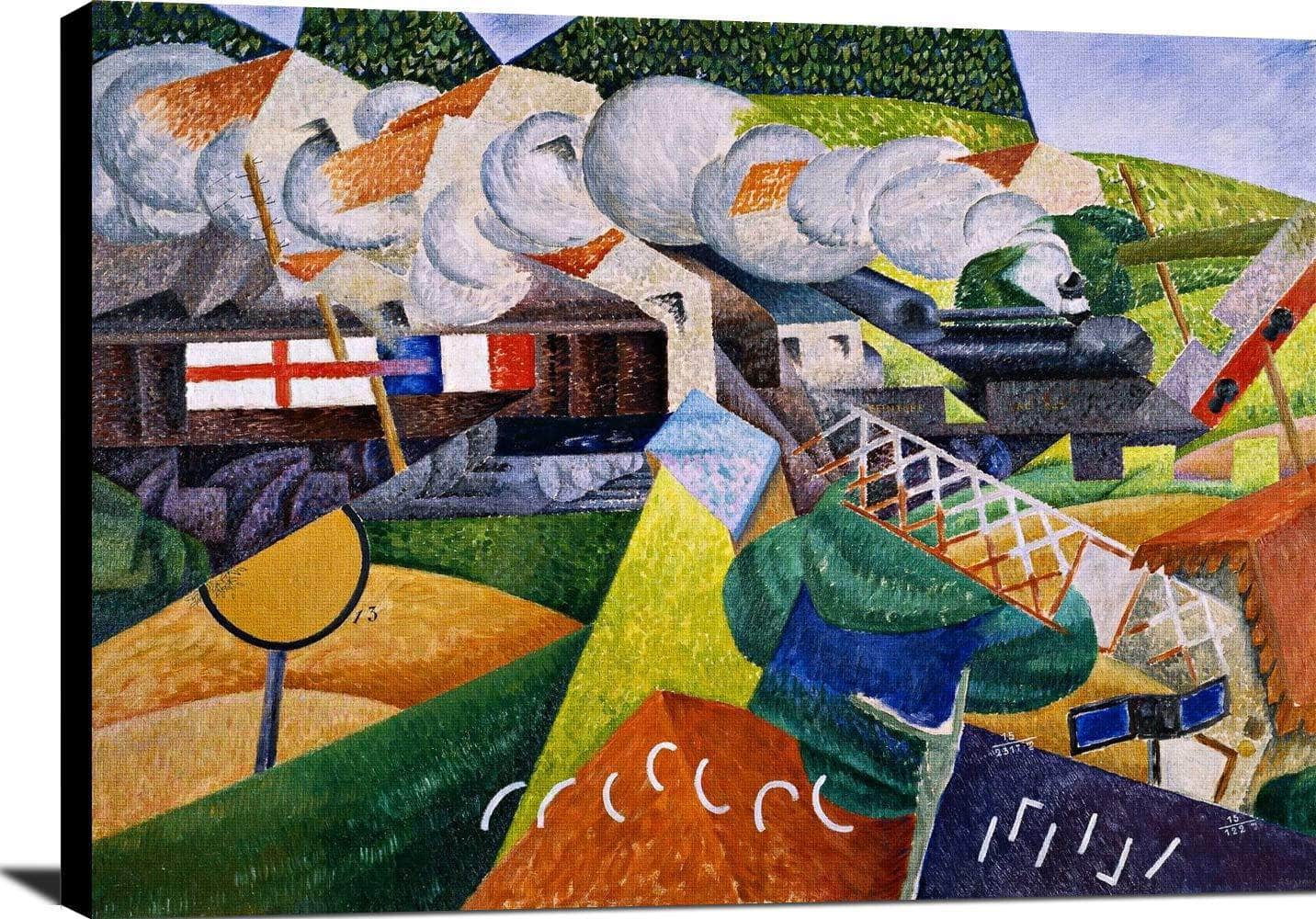 Red Cross Train Passing A Village Painting Gino Severini Canvas Art - Image 2
