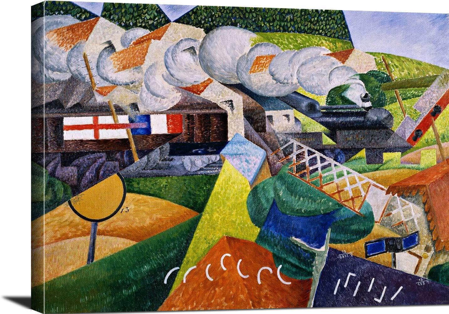 Red Cross Train Passing A Village Painting Gino Severini Canvas Art - Image 3