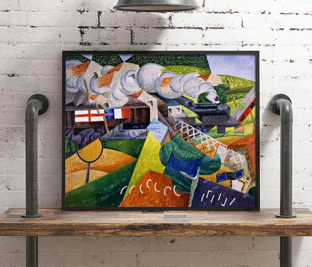 Red Cross Train Passing A Village Painting Gino Severini Canvas Art - Image 4
