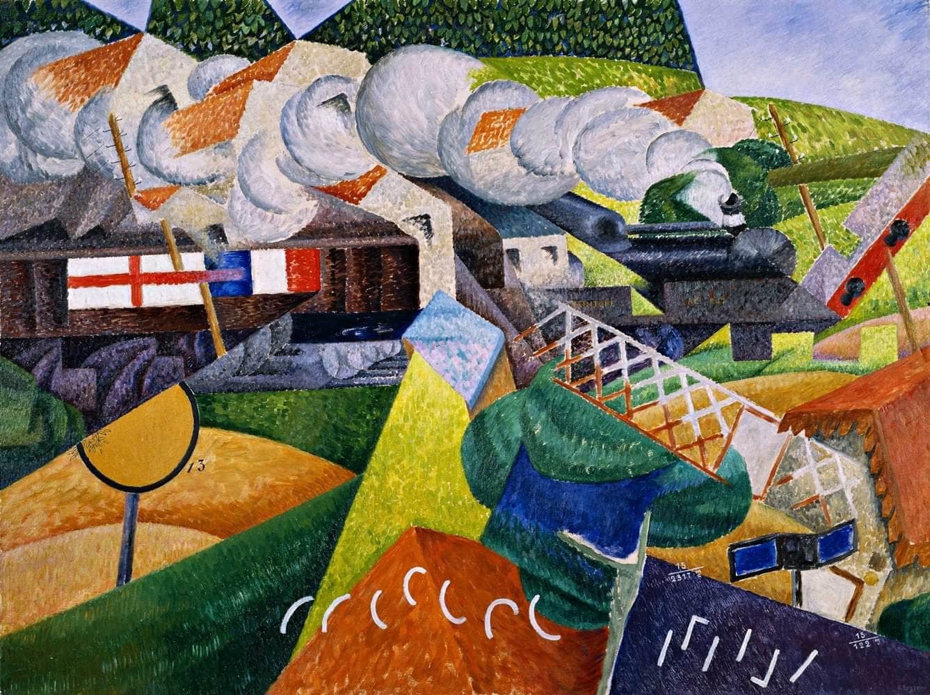 Red Cross Train Passing A Village Painting Gino Severini Canvas Art - Image 5