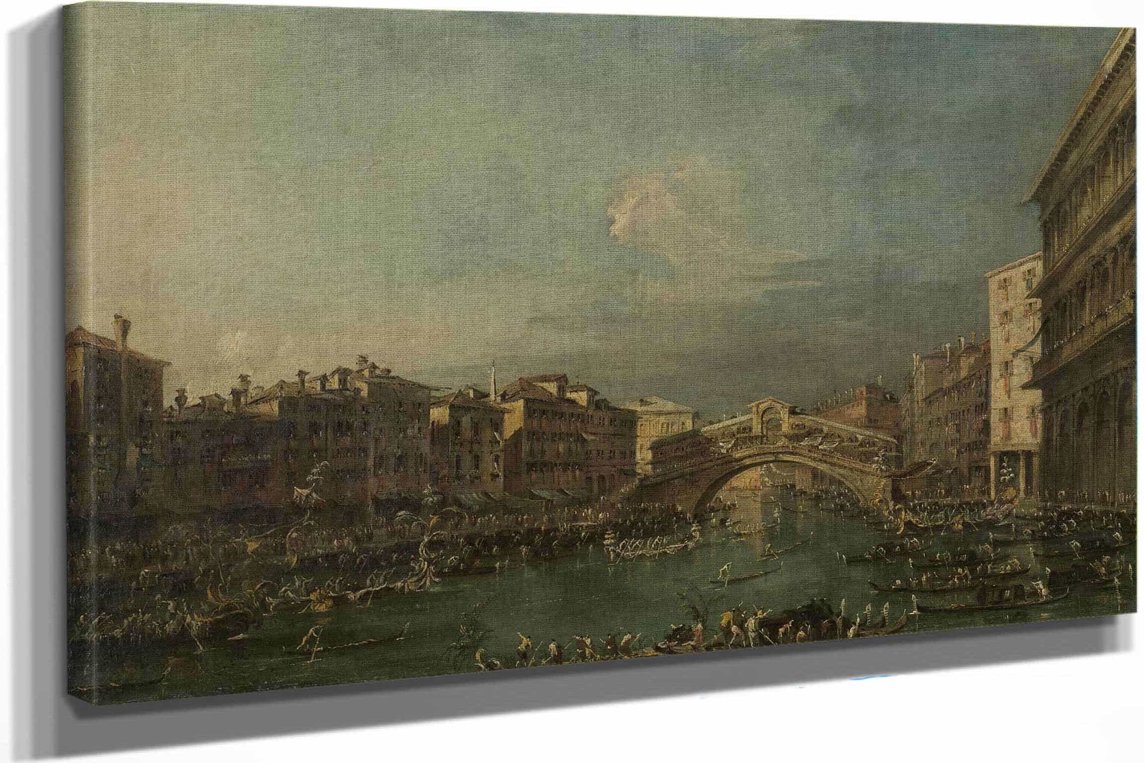 Regatta On The Grand Canal Near The Rialto Bridge Venice by Francesco Guardi