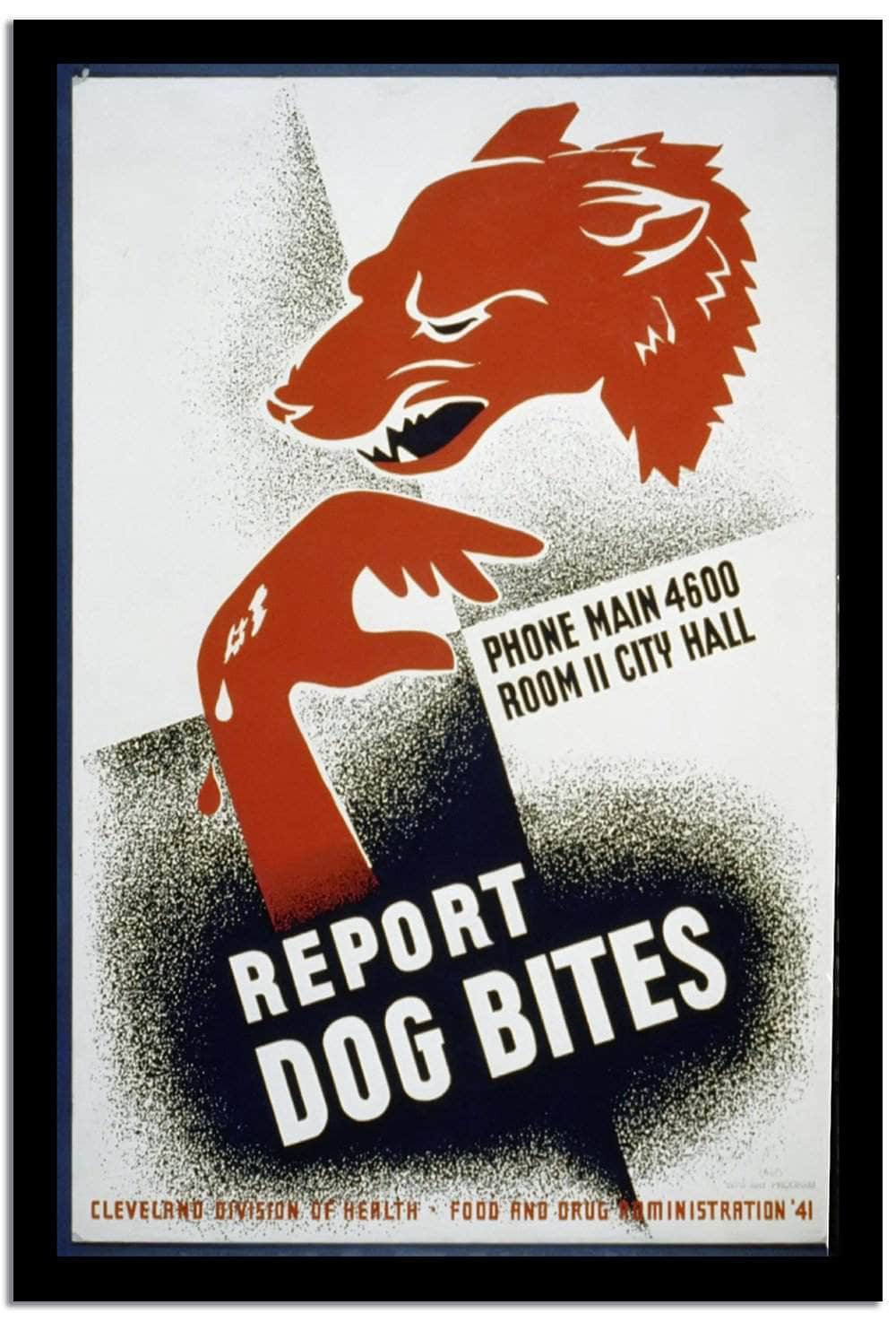 Report Dog Bites Vintage Poster - Image 2