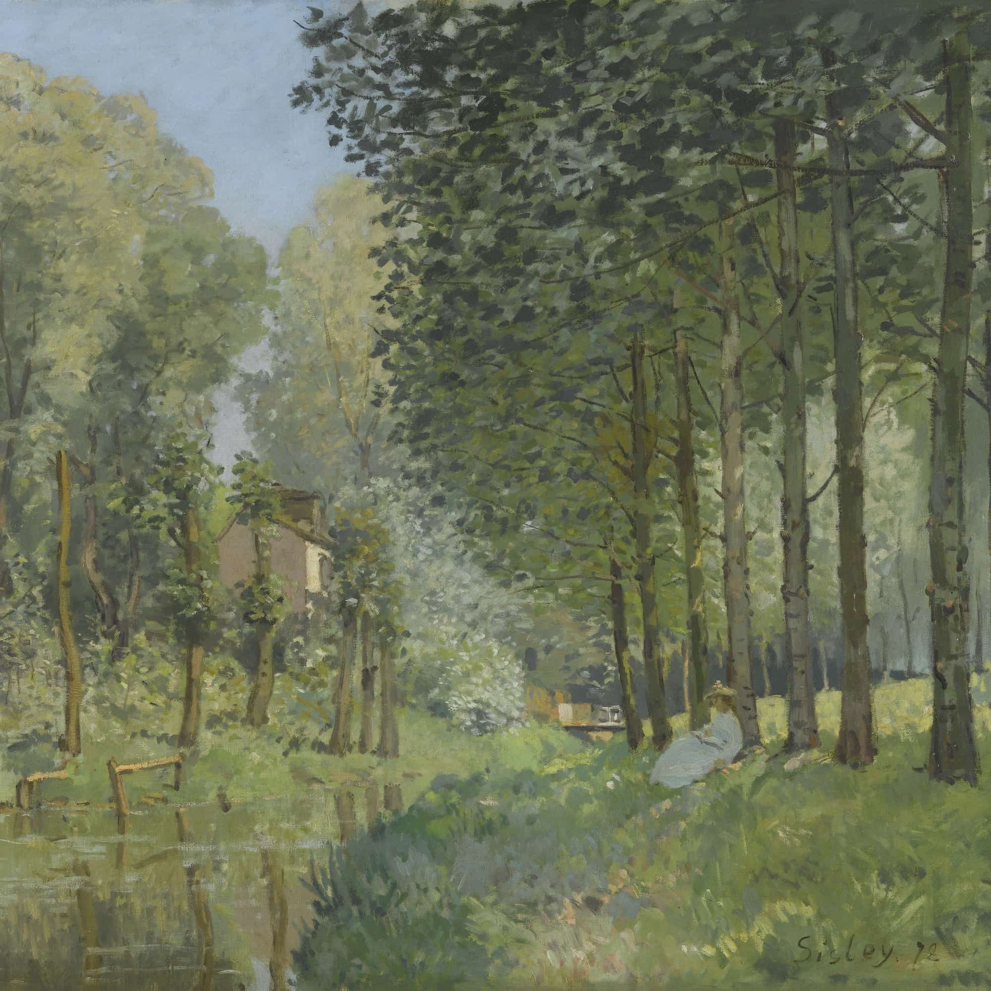 Rest Along The Stream. Edge Of The Wood by Alfred Sisley - Image 4