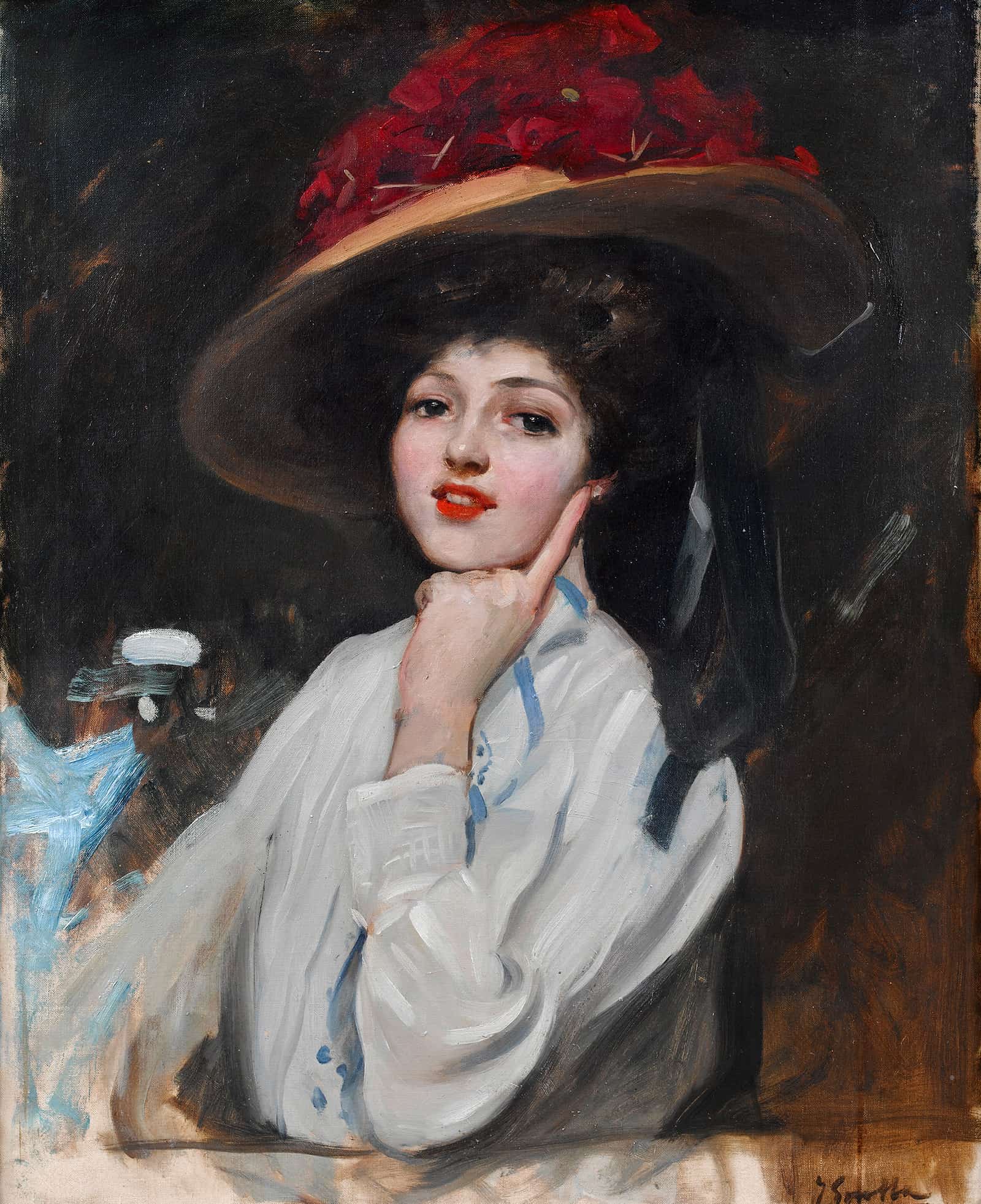 Retrato De Una Joven En Un Sombrero Cree Que Raquel Meller by Joaquin Sorolla - Image 2