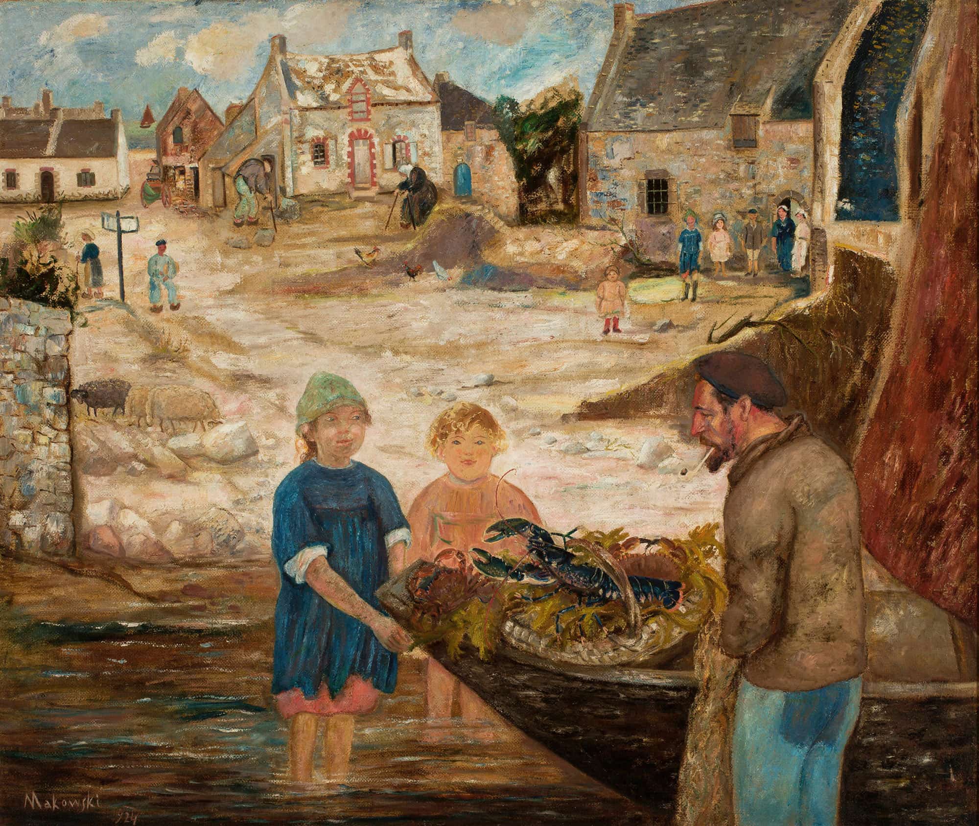 Return From A Crayfish Fishing Trip by Tadeusz Makowski