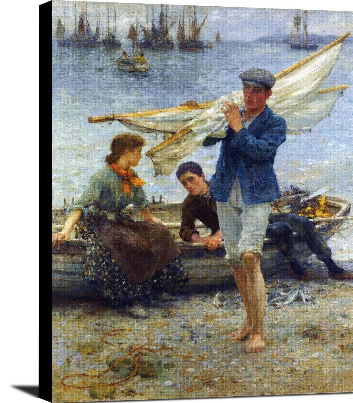 Return From Fishing Painting Henry Scott Tuke Canvas Art - Image 2