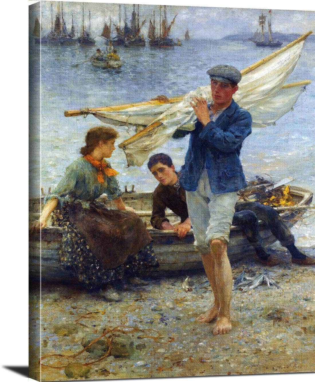 Return From Fishing Painting Henry Scott Tuke Canvas Art - Image 3