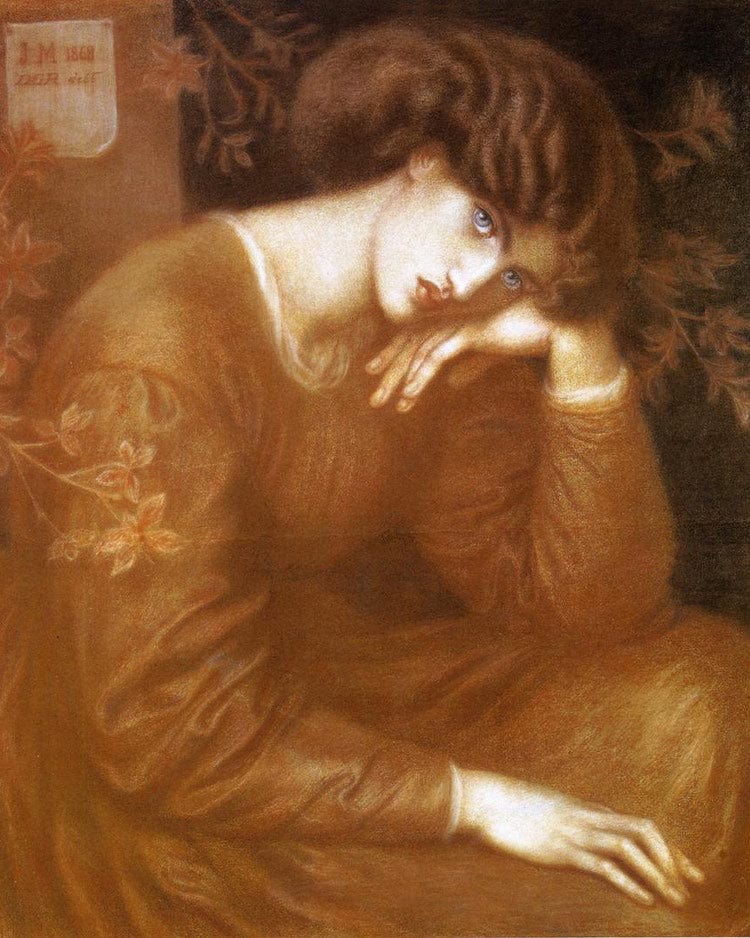 Reverie 1868 Chalk Romanticism Pre Raphaelite 84X71Cm Ashmoleam Museum Oxford By Dante Gabriel Rossetti - Image 6