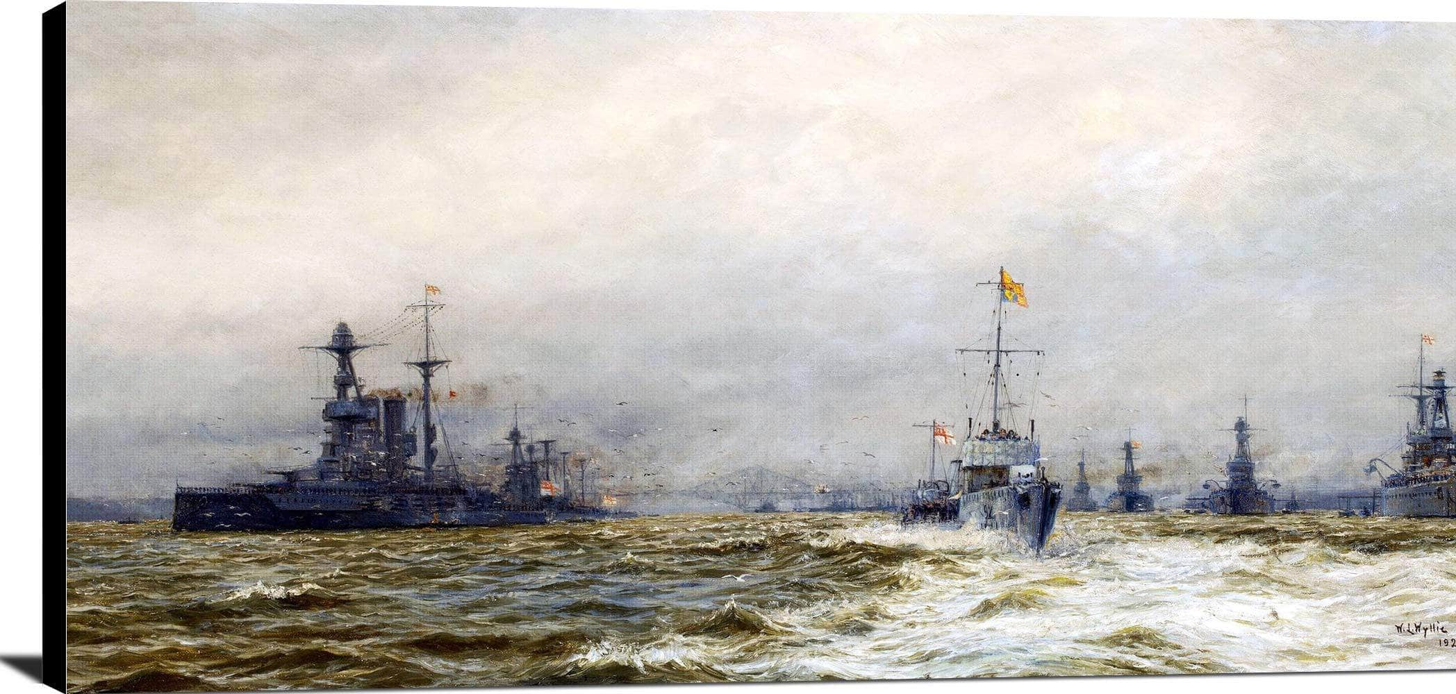 Review Grand Fleet Firth Of Fourth Armistice Painting William Wyllie Canvas Art - Image 2