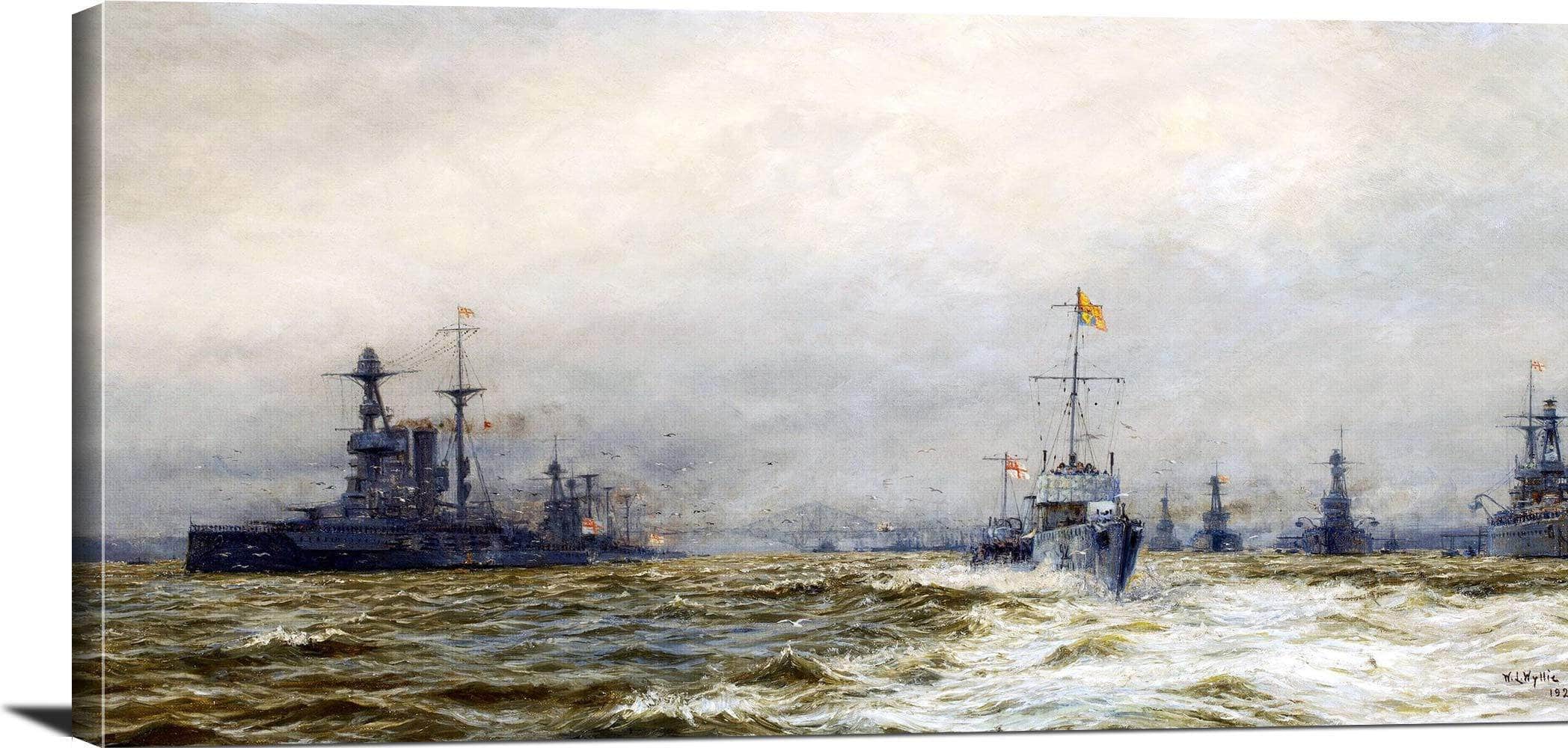 Review Grand Fleet Firth Of Fourth Armistice Painting William Wyllie Canvas Art - Image 3