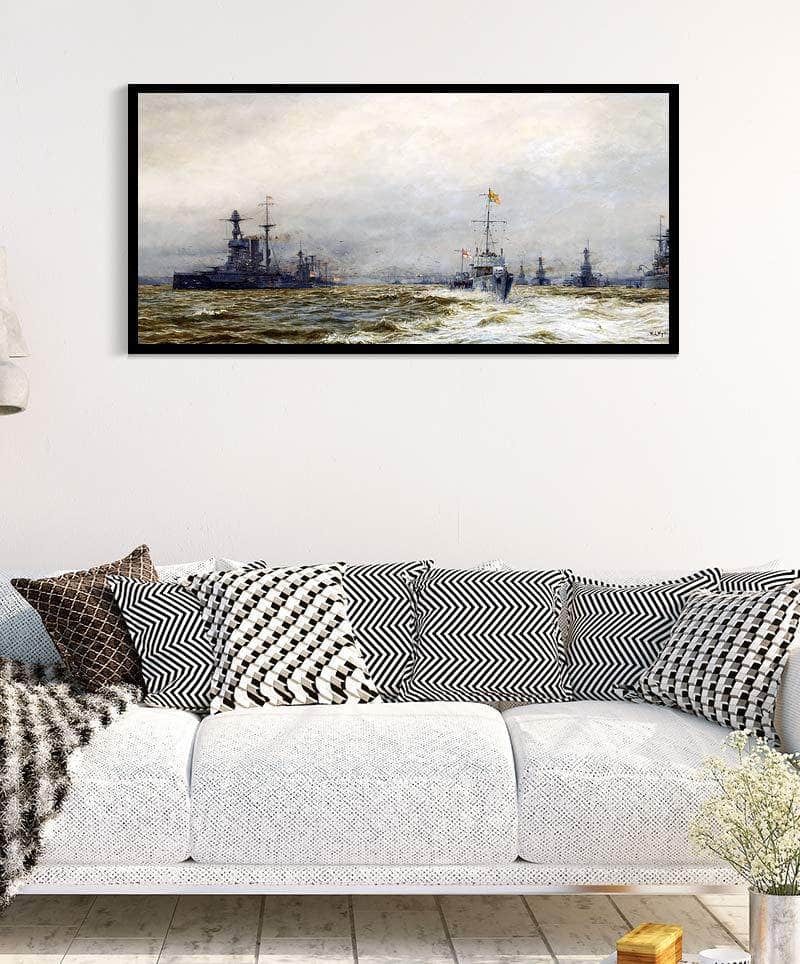 Review Grand Fleet Firth Of Fourth Armistice Painting William Wyllie Canvas Art - Image 4