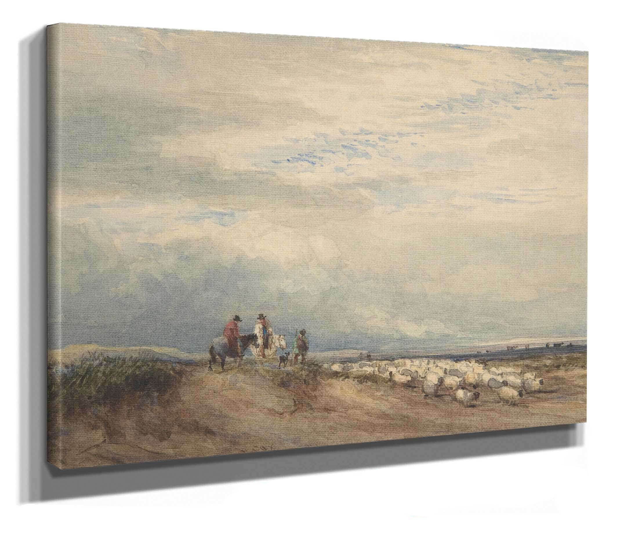 Riders With Sheep Near An Estuary by David Cox - Image 2
