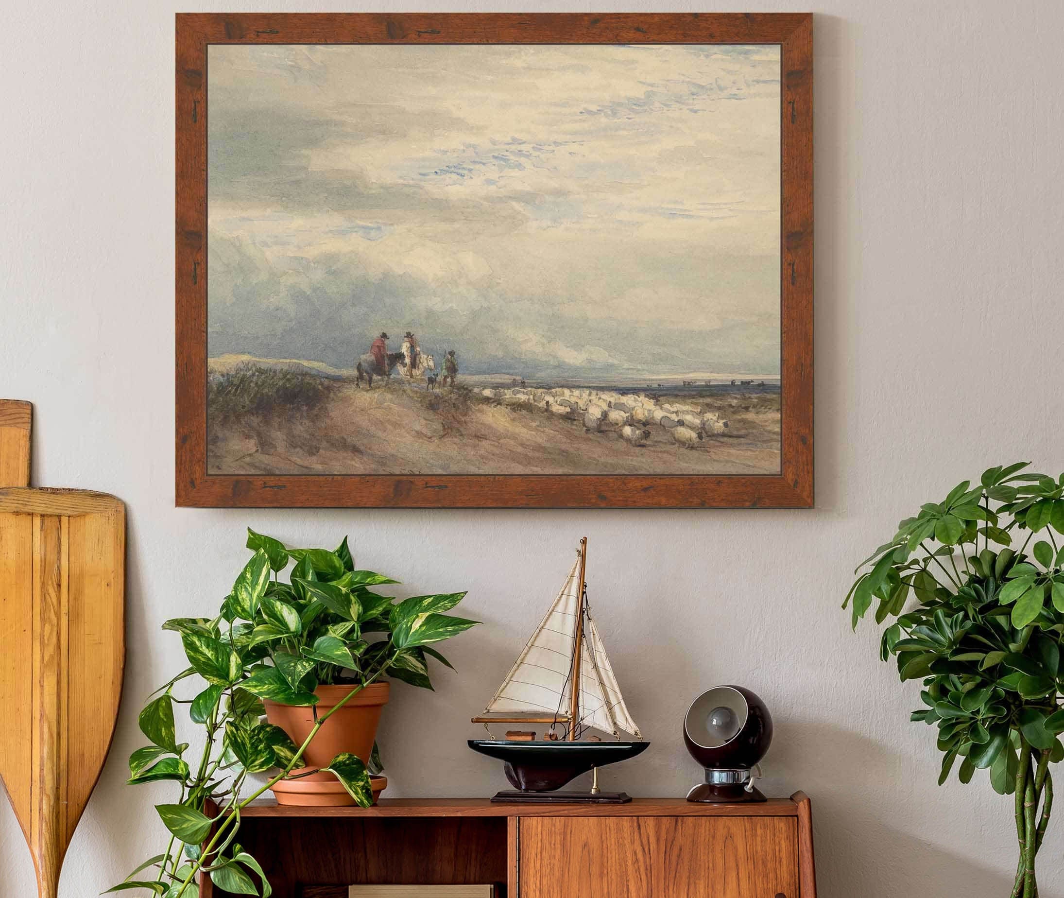 Riders With Sheep Near An Estuary by David Cox - Image 3