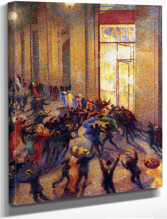 Riot In The Galleria 1909 Oil On Canvas 64X76Cm Pinacoteca Di Brera Milan By Umberto Boccioni