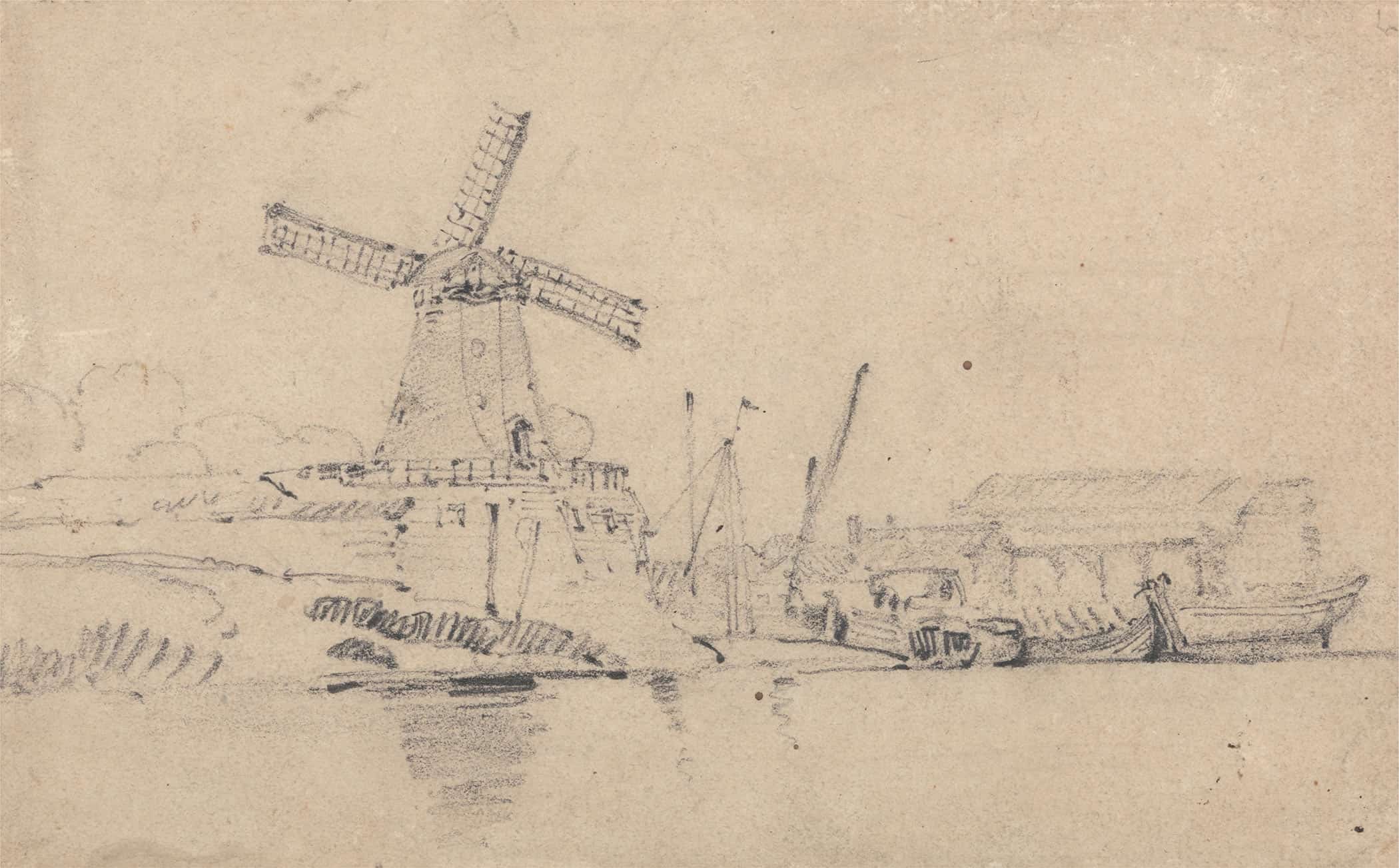 River And Windmill by John Sell Cotman - Image 2