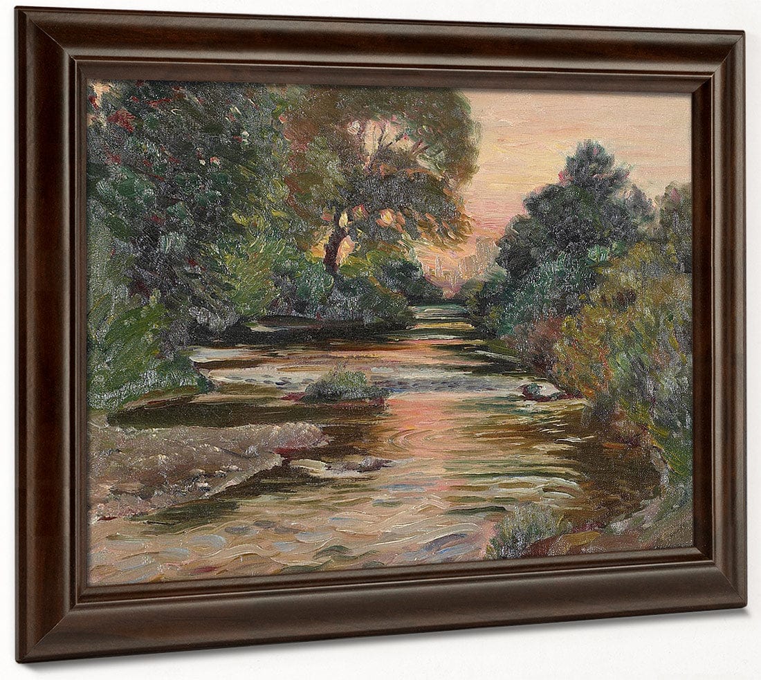 River Landscape At Sunset By Joseph Kleitsch - Image 6