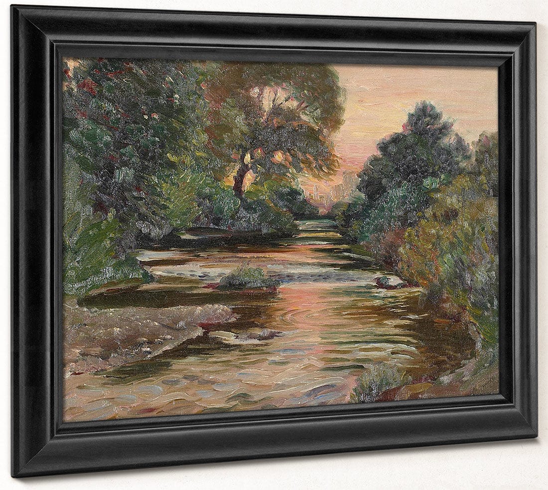 River Landscape At Sunset By Joseph Kleitsch - Image 8