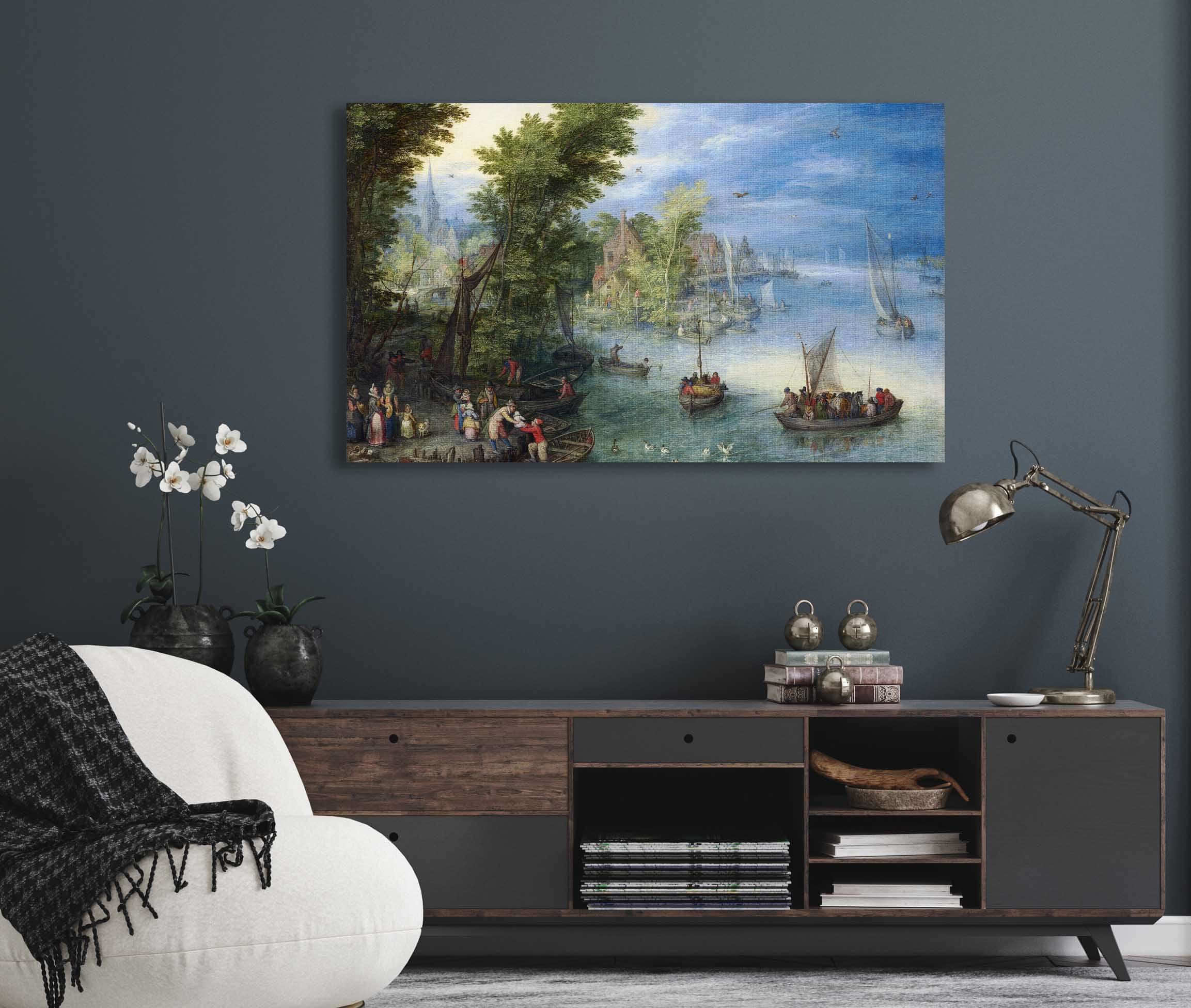 River Landscape by Jan Brueghel The Elder - Image 5