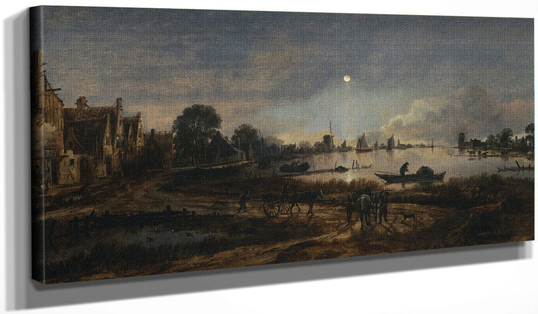 River View By Moonlight By Aert Van Der Neer - Image 3