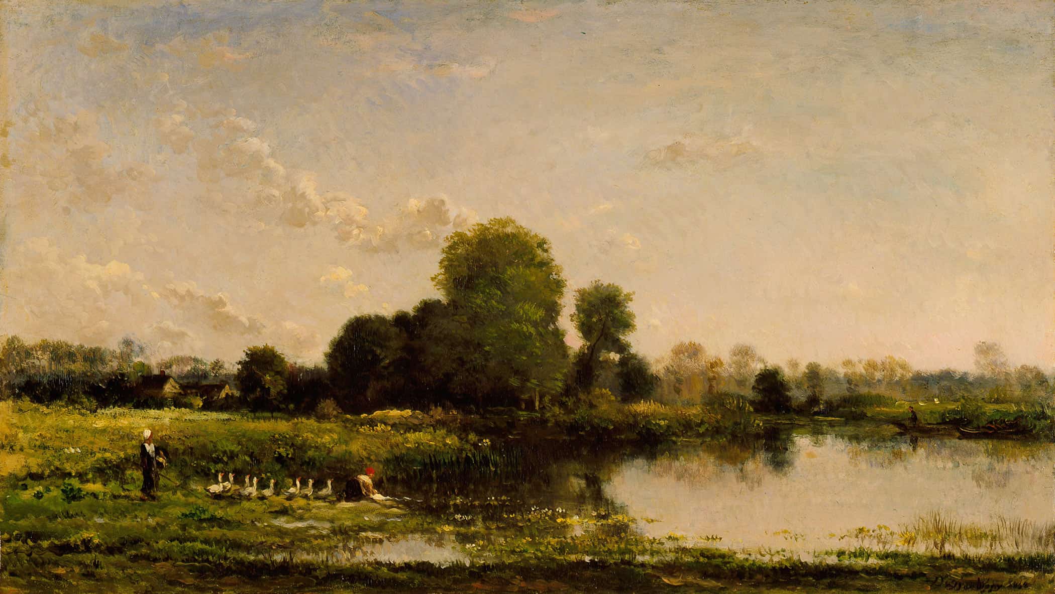 Riverbank With Fowl by Charles Francois Daubigny - Image 2