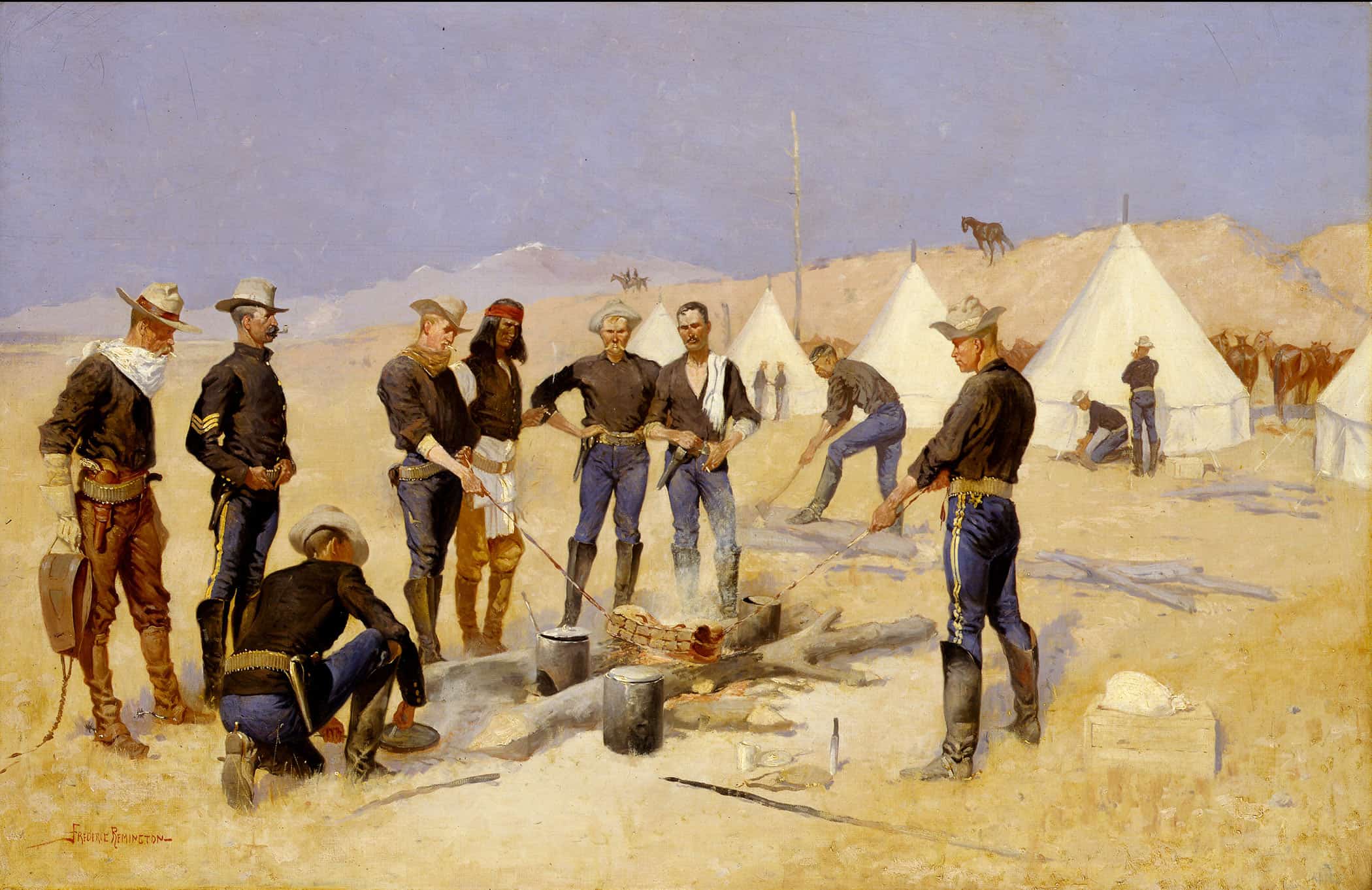 Roasting The Christmas Beef In A Cavalry Camp by Frederic Remington - Image 2