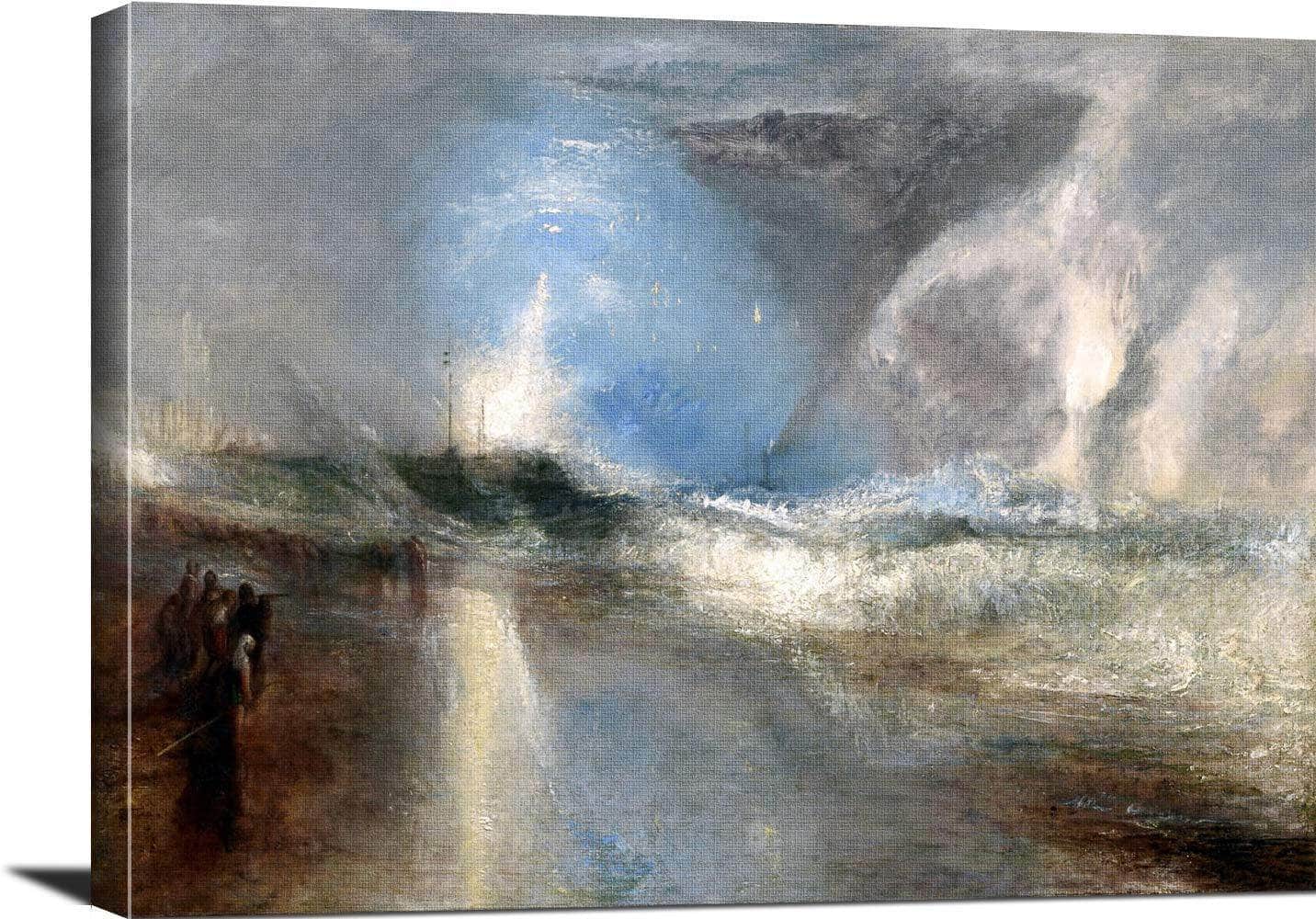 Rockets & Blue Lights To Warn Steamboats Of Shoal Water Painting Jmw Turner Canvas Art - Image 3