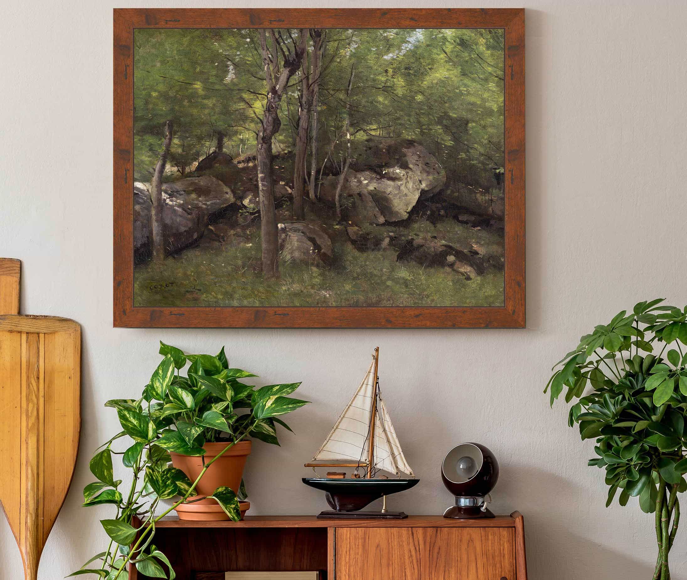 Rocks In The Forest Of Fontainebleau by Jean Baptiste Camille Corot - Image 3