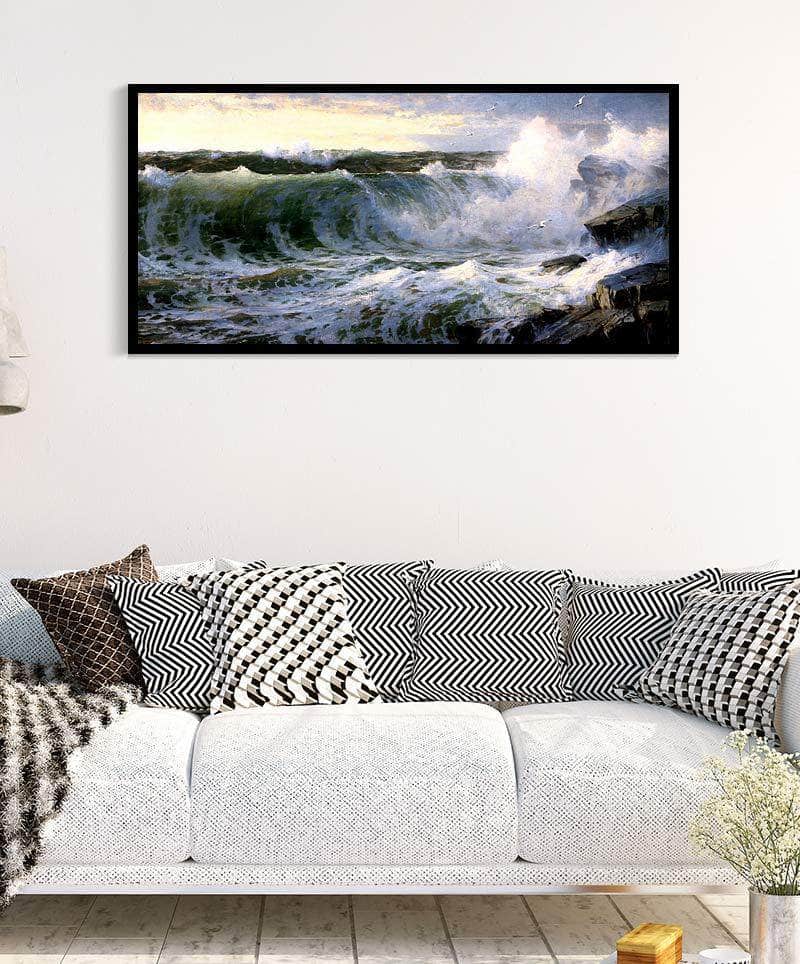 Rocky Surf Off Rhode Island Painting William Trost Richards Canvas Art - Image 4
