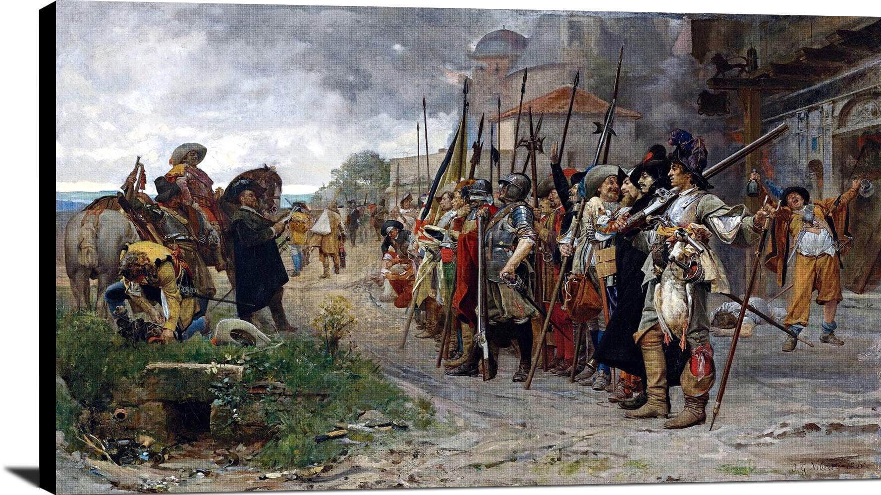 Roll Call After The Pillage Painting Jehan Georges Vibert Canvas Art - Image 2