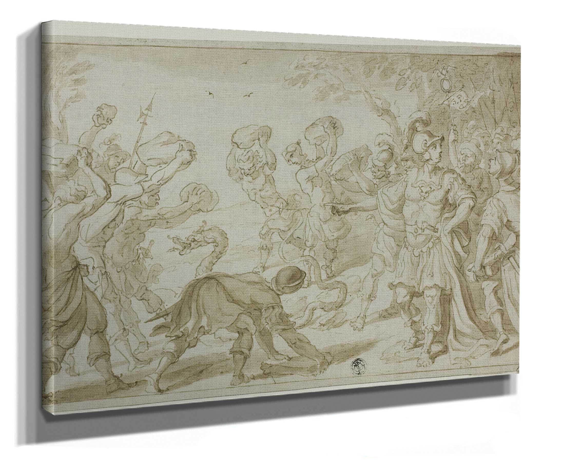 Roman Soldiers Stoning A Serpent by Abraham Bloemaert - Image 2