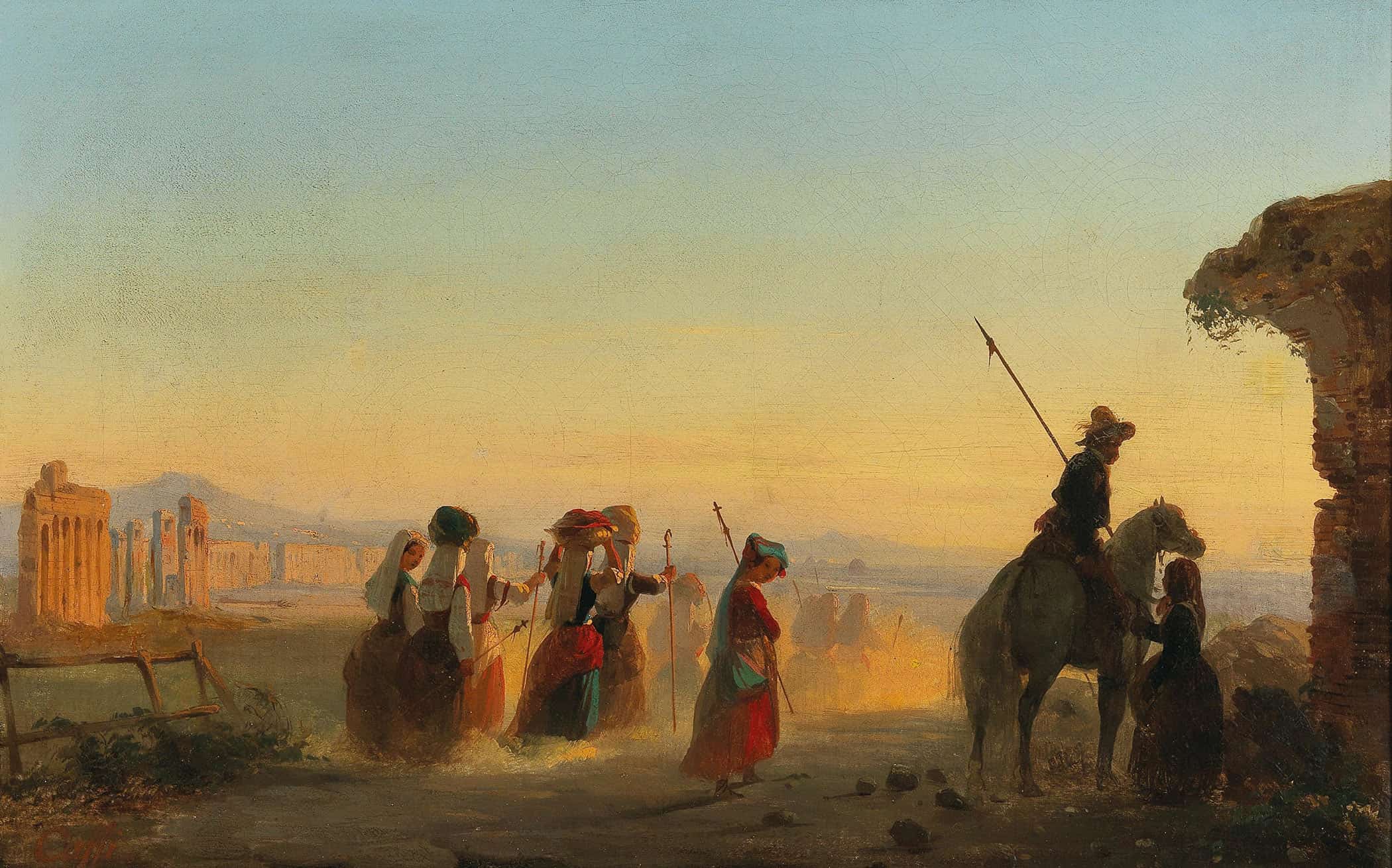 Rome The Via Appia At Dawn by Ippolito Caffi - Image 2