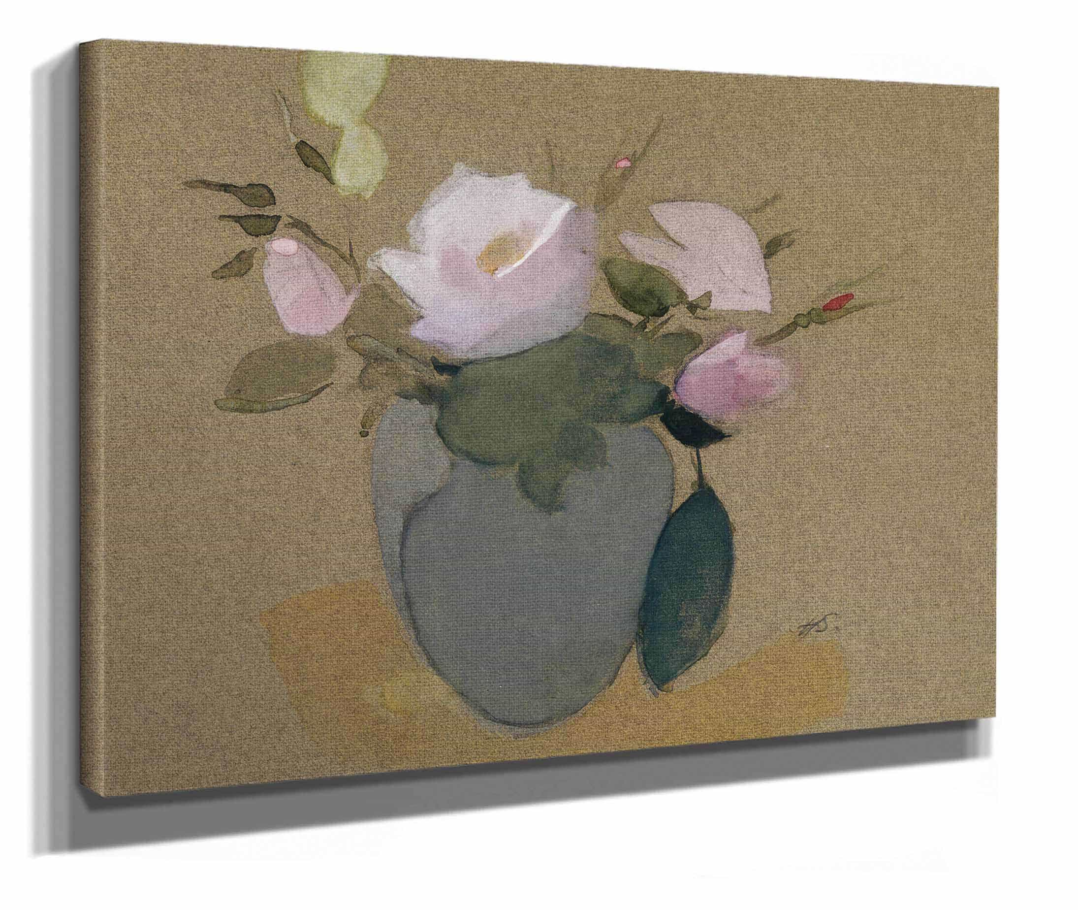 Roses In A Blue Green Vase by Helene Schjerfbeck - Image 2