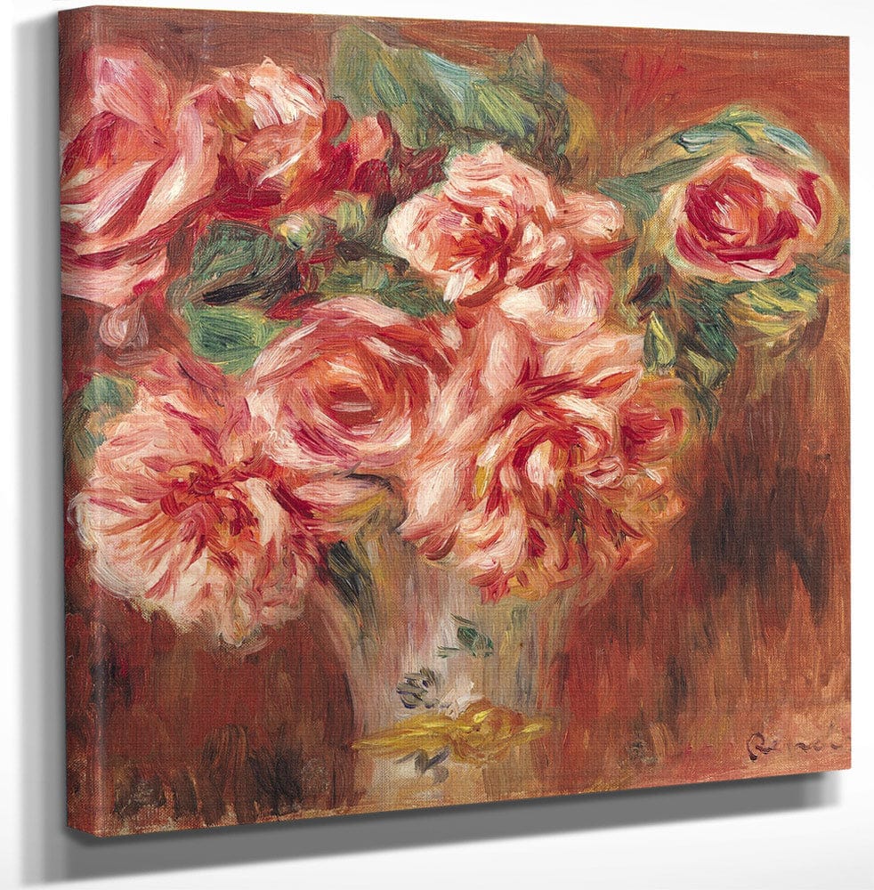 Roses In A Vase By Pierre Auguste Renoir