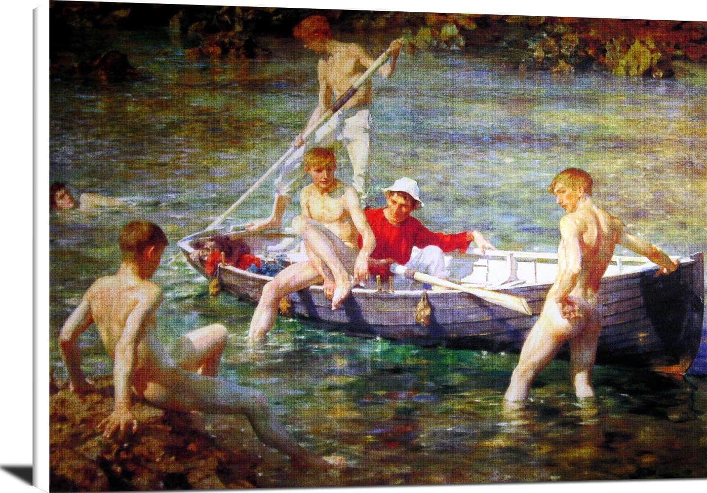 Ruby Gold And Malachite Painting Henry Scott Tuke Canvas Art