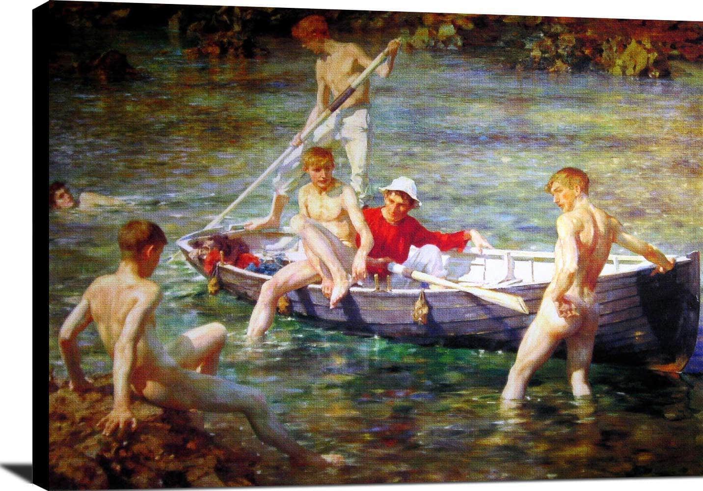 Ruby Gold And Malachite Painting Henry Scott Tuke Canvas Art - Image 2