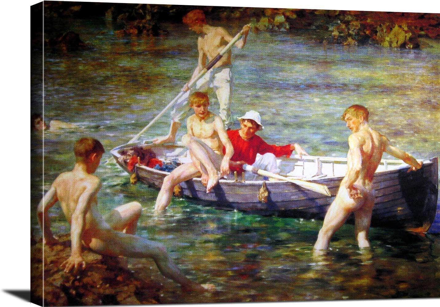 Ruby Gold And Malachite Painting Henry Scott Tuke Canvas Art - Image 3