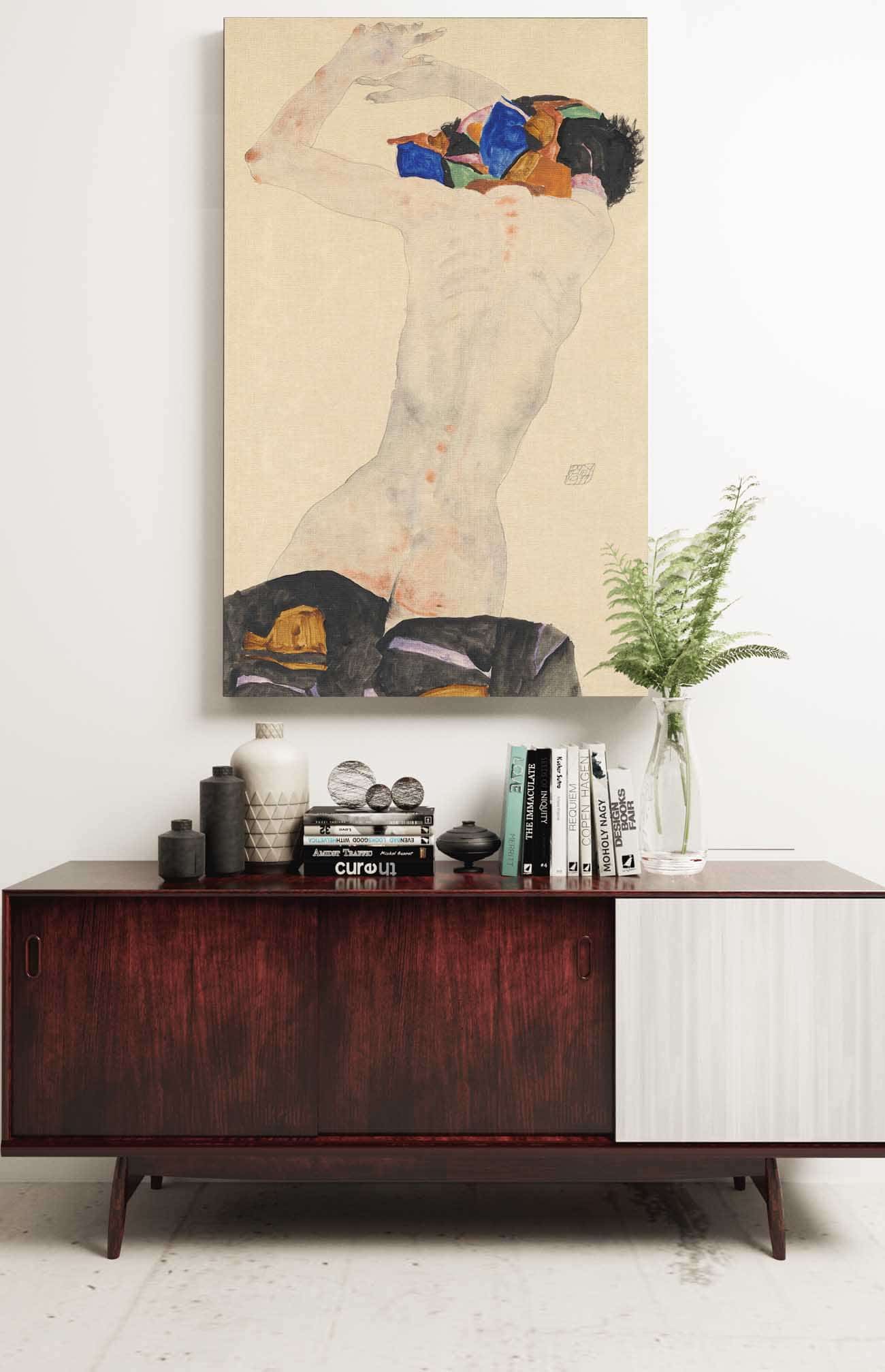 Ruckenakt Mit Buntem Tuch by Egon Schiele - Image 2