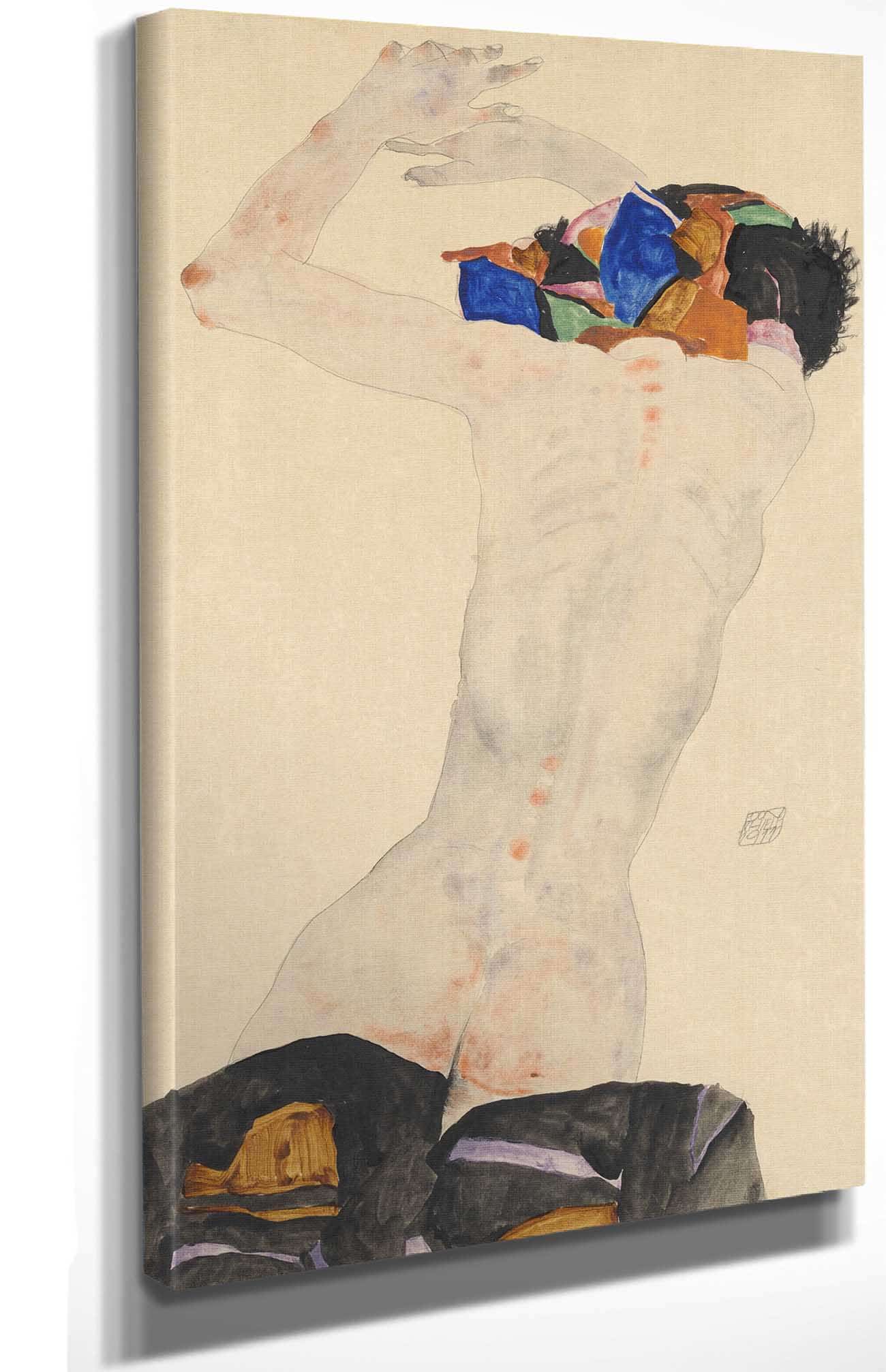 Ruckenakt Mit Buntem Tuch by Egon Schiele - Image 4