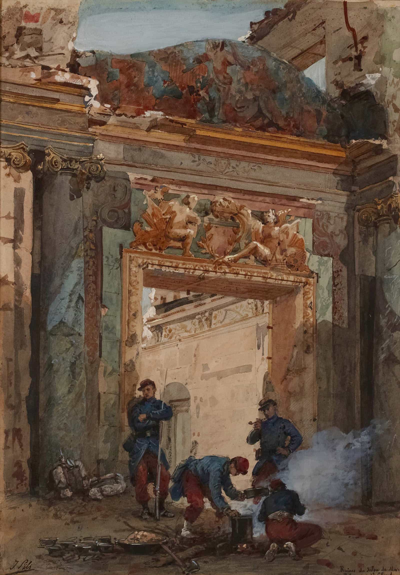 Ruines Du Salon De Mars Au Palais De Saint Cloud En by Isidore Pils