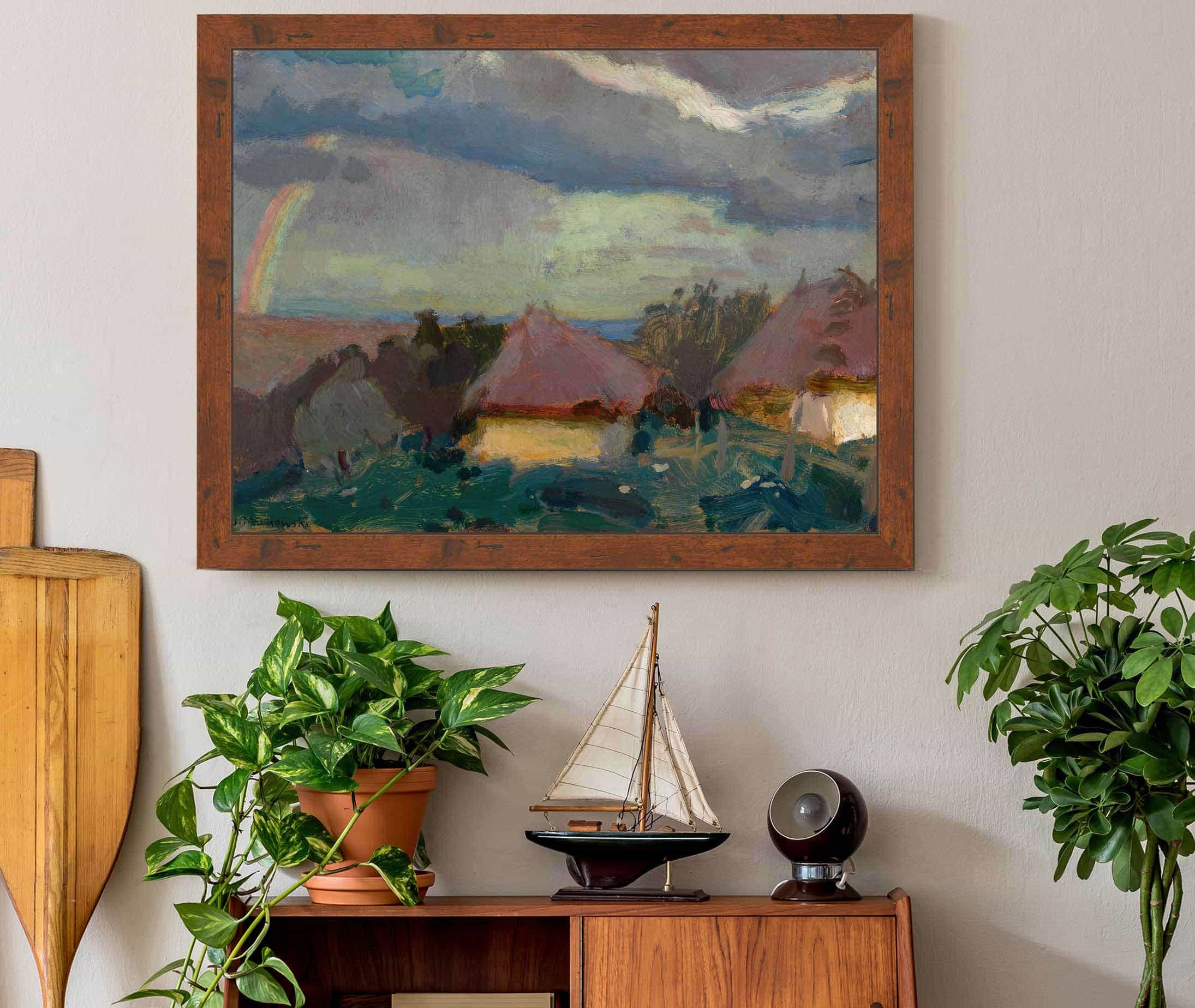 Rural Landscape With A Rainbow by Tadeusz Makowski - Image 3