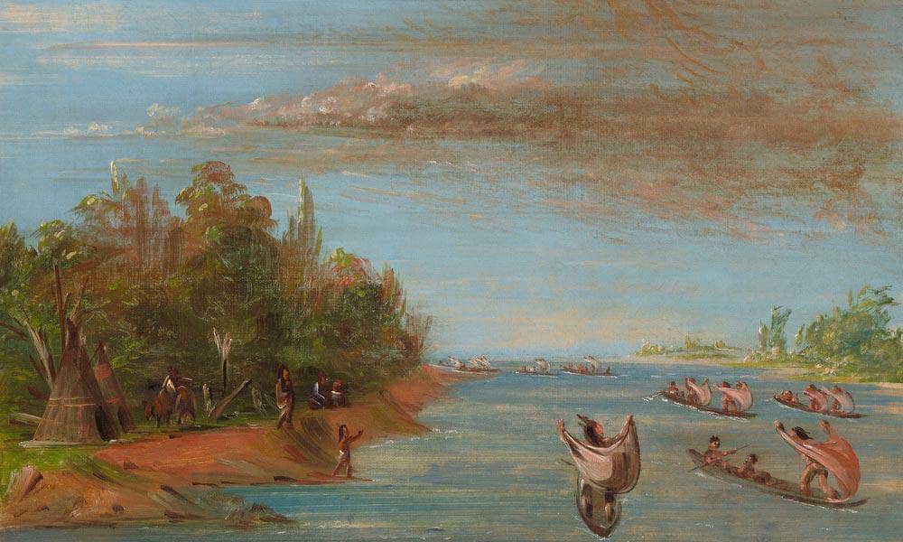 Sac And Fox Sailing In Canoes By George Catlin - Image 7
